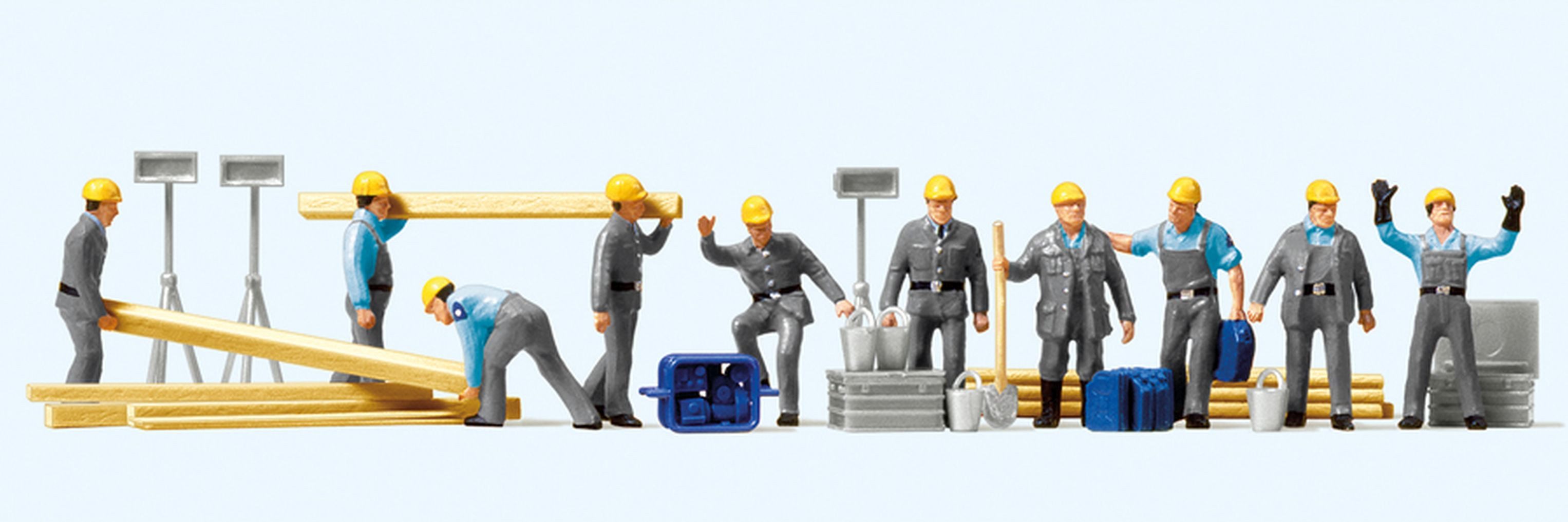 Preiser Sammelfigur THW-Helfer. Arbeitsanzug. Zub PRE10220, Made in Europe