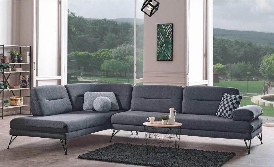 JVmoebel Ecksofa Ecksofa L-Form Textil Eckcouch Sofa Polster Premium Couch  L Form, 1 Teile, Made in Europa, Maße: Ecksofa L-Form 310 x 215 cm oder 215  x 310 cm