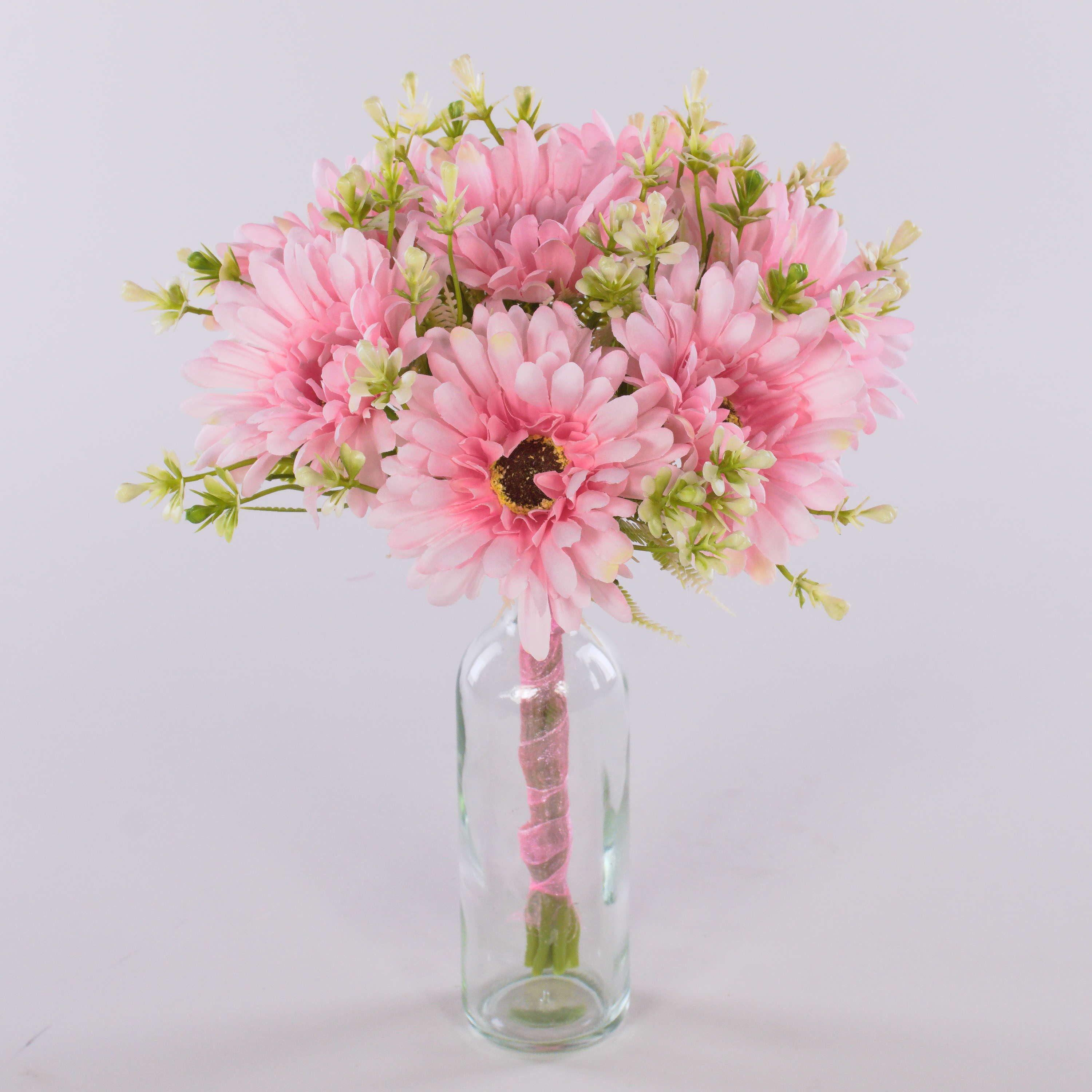 Kunstblumenstrauß Künstlicher Blumenstrauß Gerbera TEMBAR, rosa, 30cm, Ø22cm, artplants, Höhe 30.0 cm