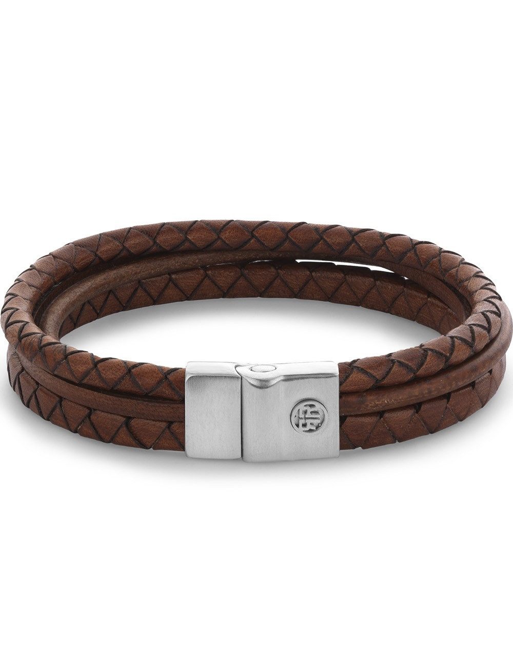 Rebel & Rose Armband Rebel & Rose RR-M0056-S-L Armband Full Metal Premium Combo 12mm Cognac