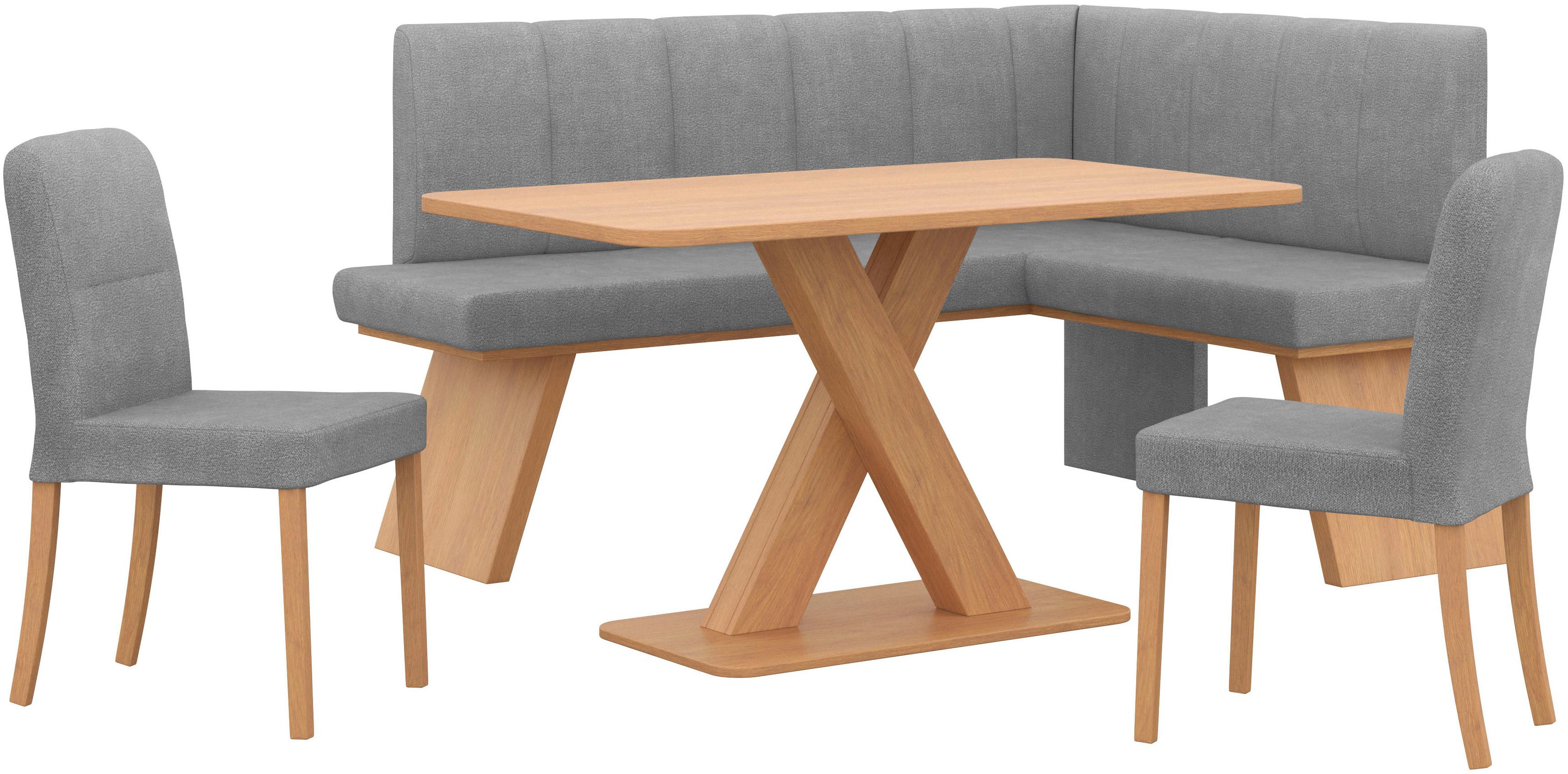 OTTO home Eckbankgruppe Nina, (Set, 4-tlg., 4er), Sitzgruppe Esszimmer Stühle Tisch und Bank bequem gepolstert