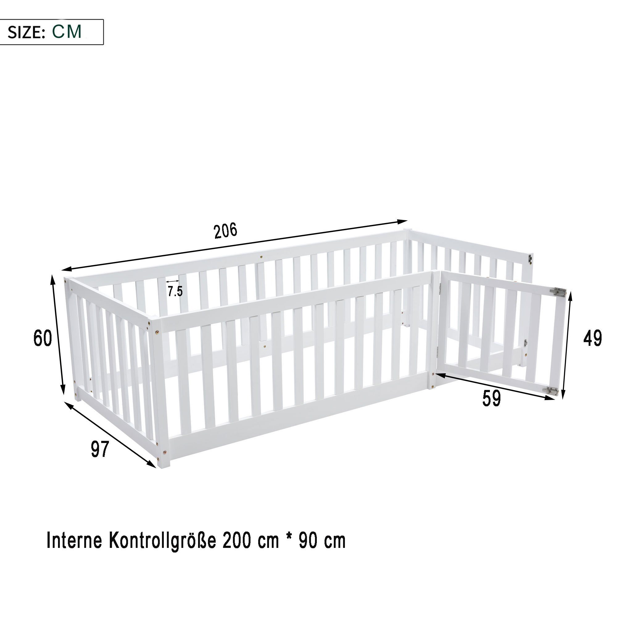 Flieks Kinderbett, Schutzgitter Rausfallschutz mit Tür 90x200cm günstig online kaufen
