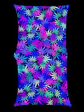Wandteppich Schwarzlicht Segel Spandex Goa "Sweet Weed", 2,25x4,5m, PSYWORK, UV-aktiv, leuchtet unter Schwarzlicht