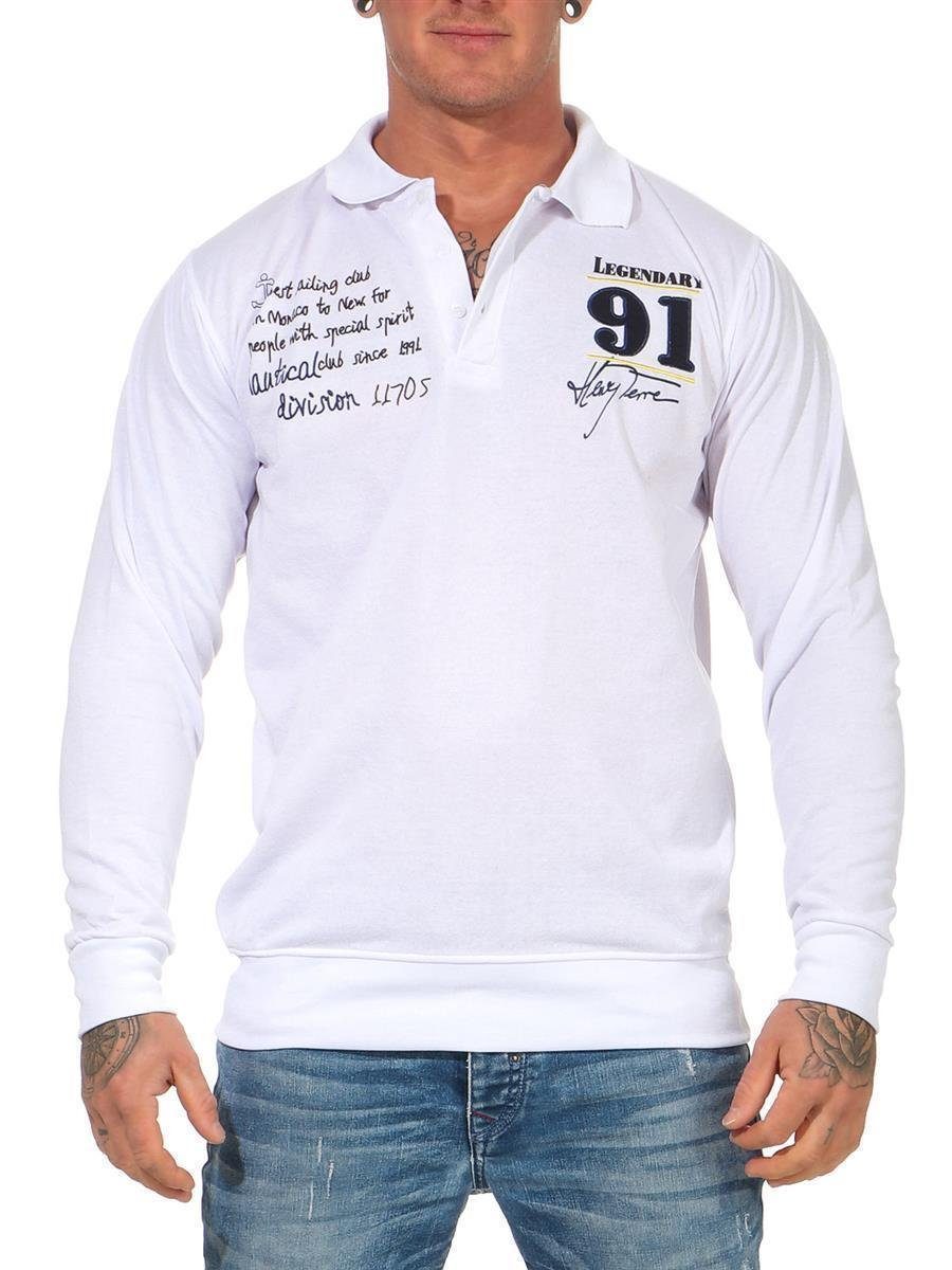 EloModa Poloshirt Herren Polo Shirt Langarm Longsleeve M L XL XXL (1-tlg) Weiß
