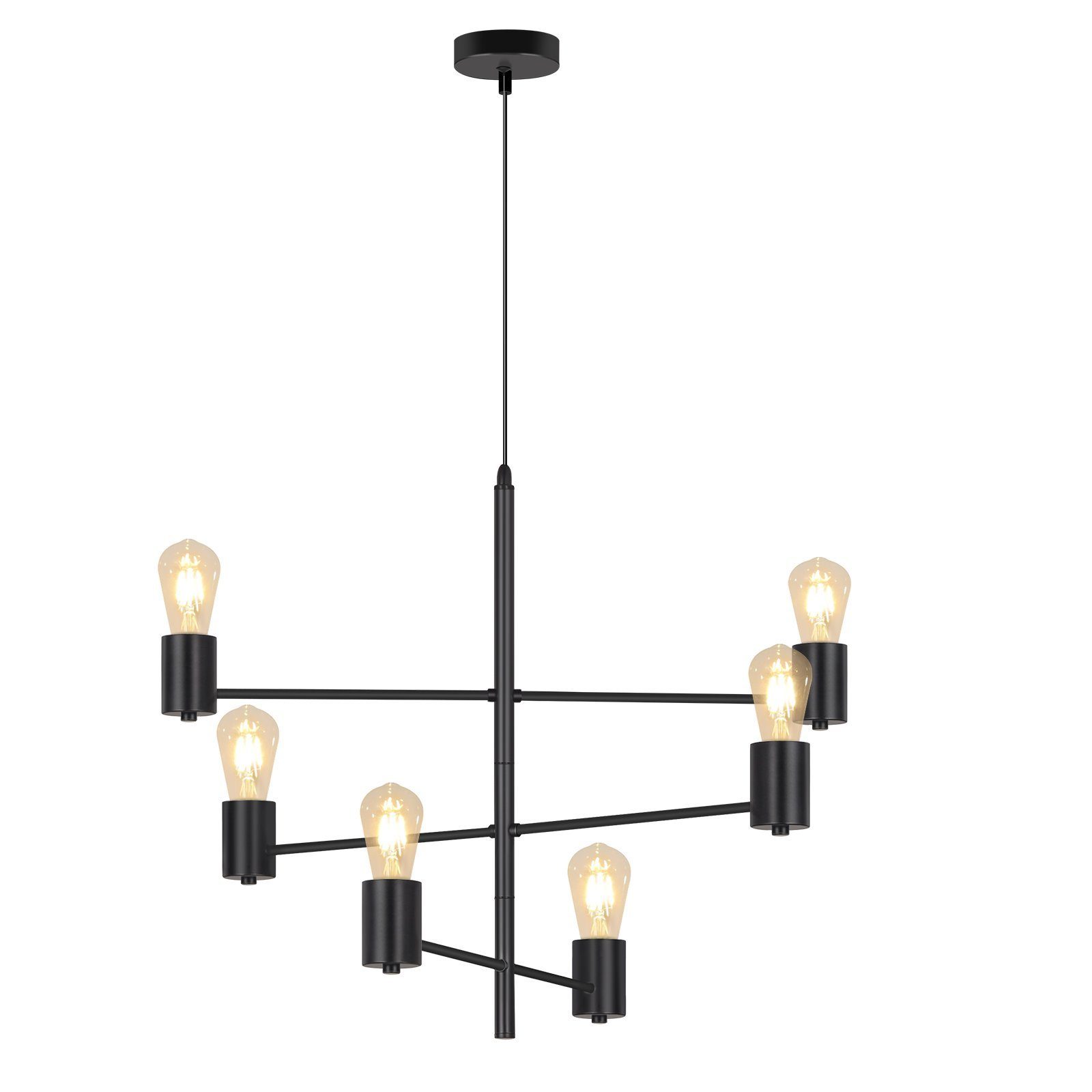 ZMH Pendelleuchte Schwarz Vintage Esstisch Hängelampe 6 Flammig Schlafzimme günstig online kaufen