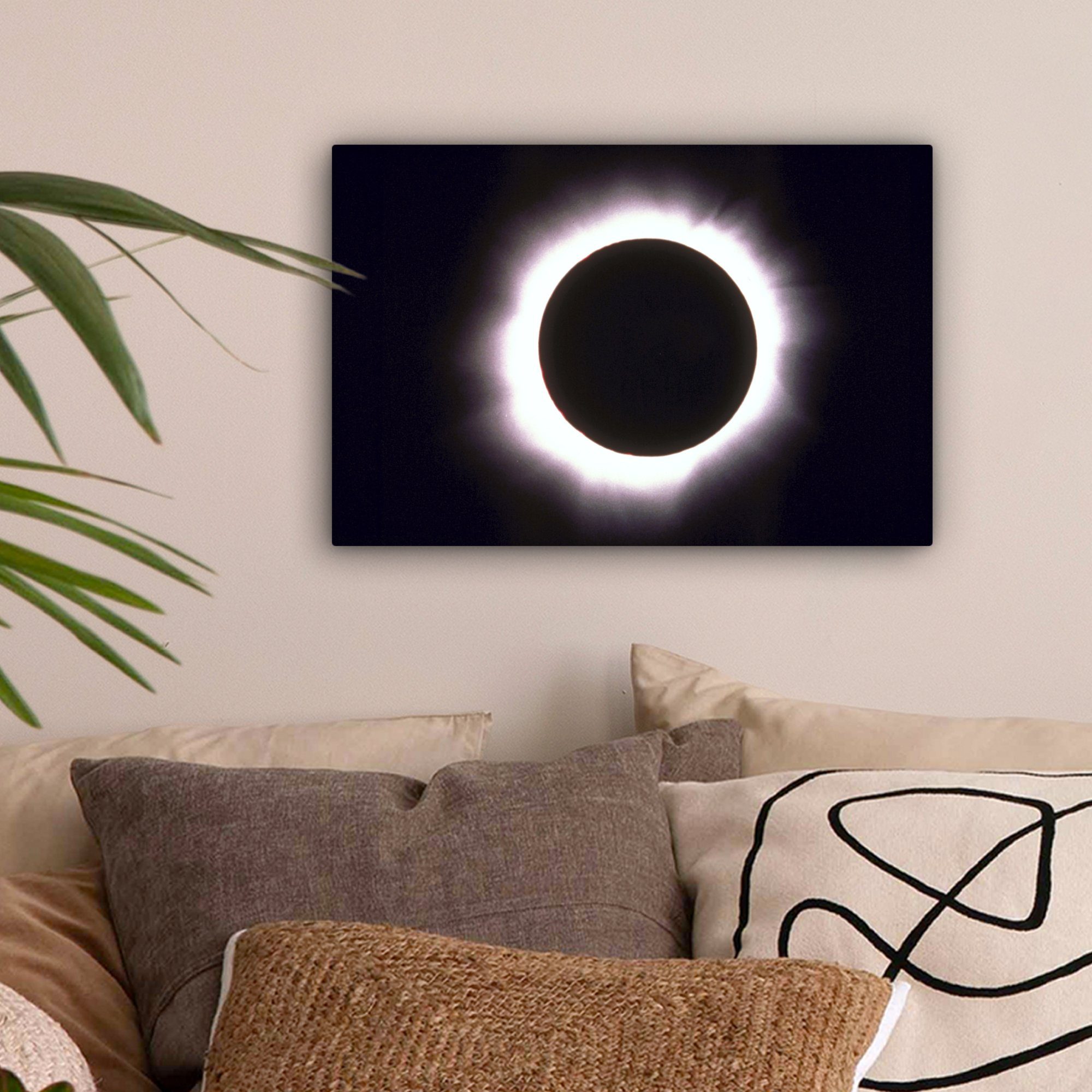 Leinwandbild Sonnenfinsternis, Wandbild Totale OneMillionCanvasses® Aufhängefertig, 30x20 cm (1 Wanddeko, Leinwandbilder, St),