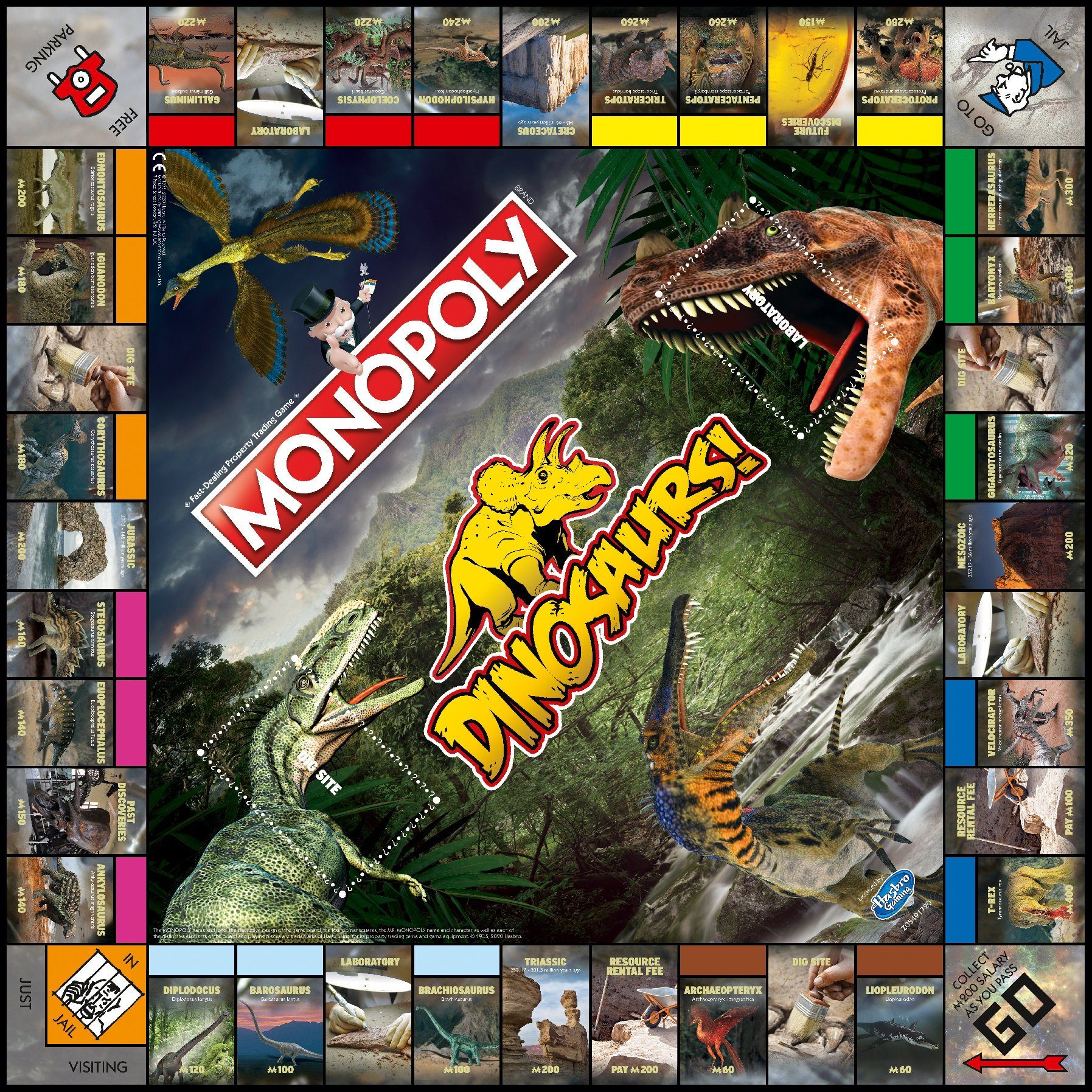 Winning Moves Spiel Monopoly Dinosaurier, Brettspiel, Zweisprachig (Deutsch & Englisch)