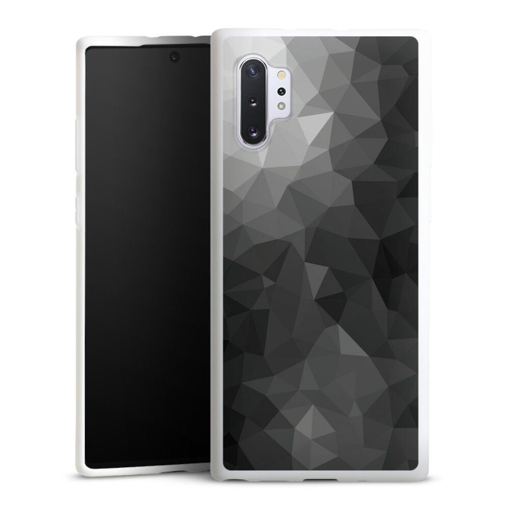 DeinDesign Handyhülle Mosaik Muster Tarnmuster Polygonal Mosaic Schwarz/Weiß, Samsung Galaxy Note 10 Plus Silikon Hülle Bumper Case Smartphone Cover