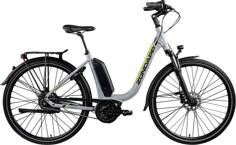 Zündapp E-Bike X300, 7 Gang Shimano Nexus Schaltwerk, Nabenschaltung,  Mittelmotor, 400 Wh Akku, Komfortables 28 Zoll E Bike mit tiefem Einstieg  und Federgabel 65 mm