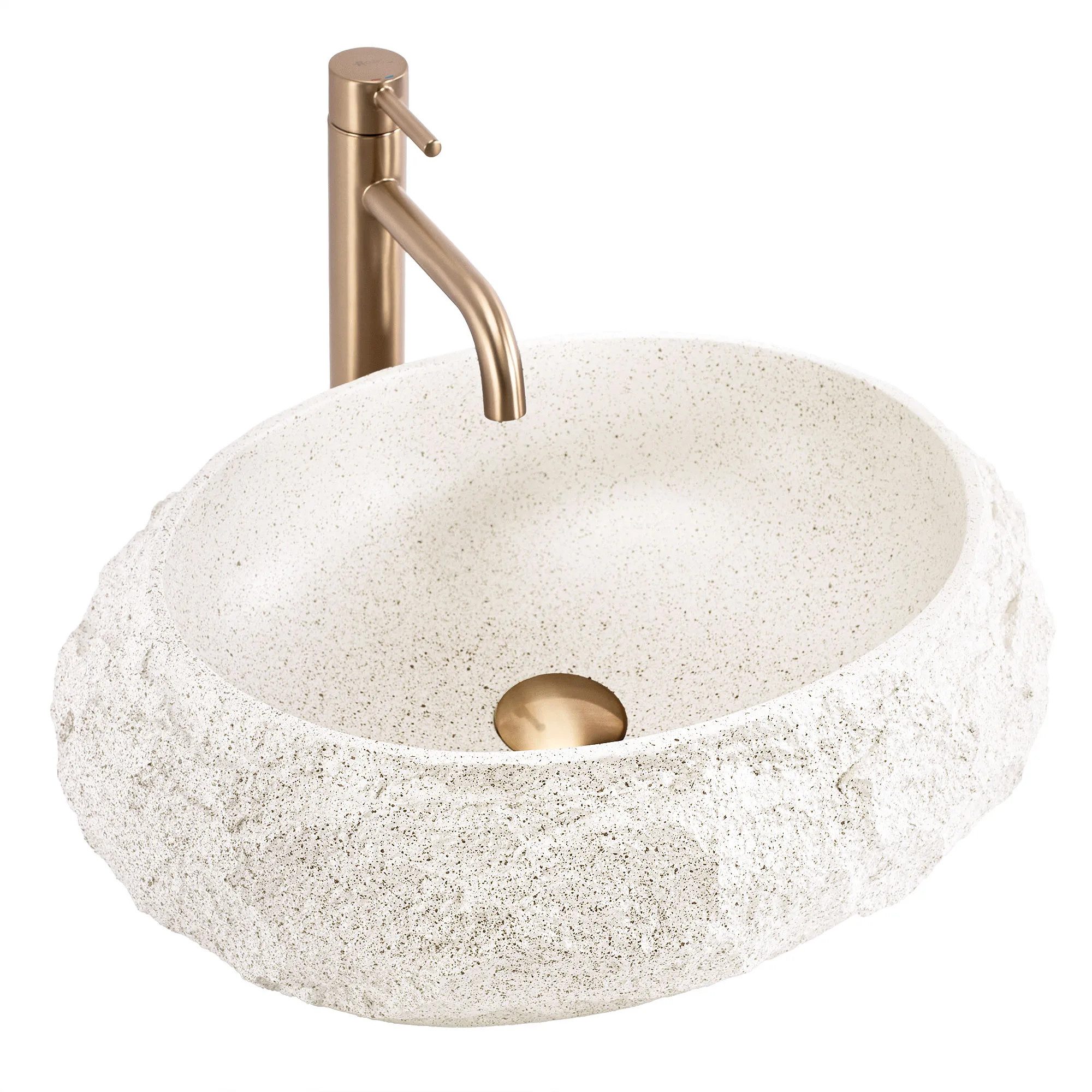 wohnwerk.idee Aufsatzwaschbecken aus Kompositstein, Designer Badwaschbecken 8 Farben