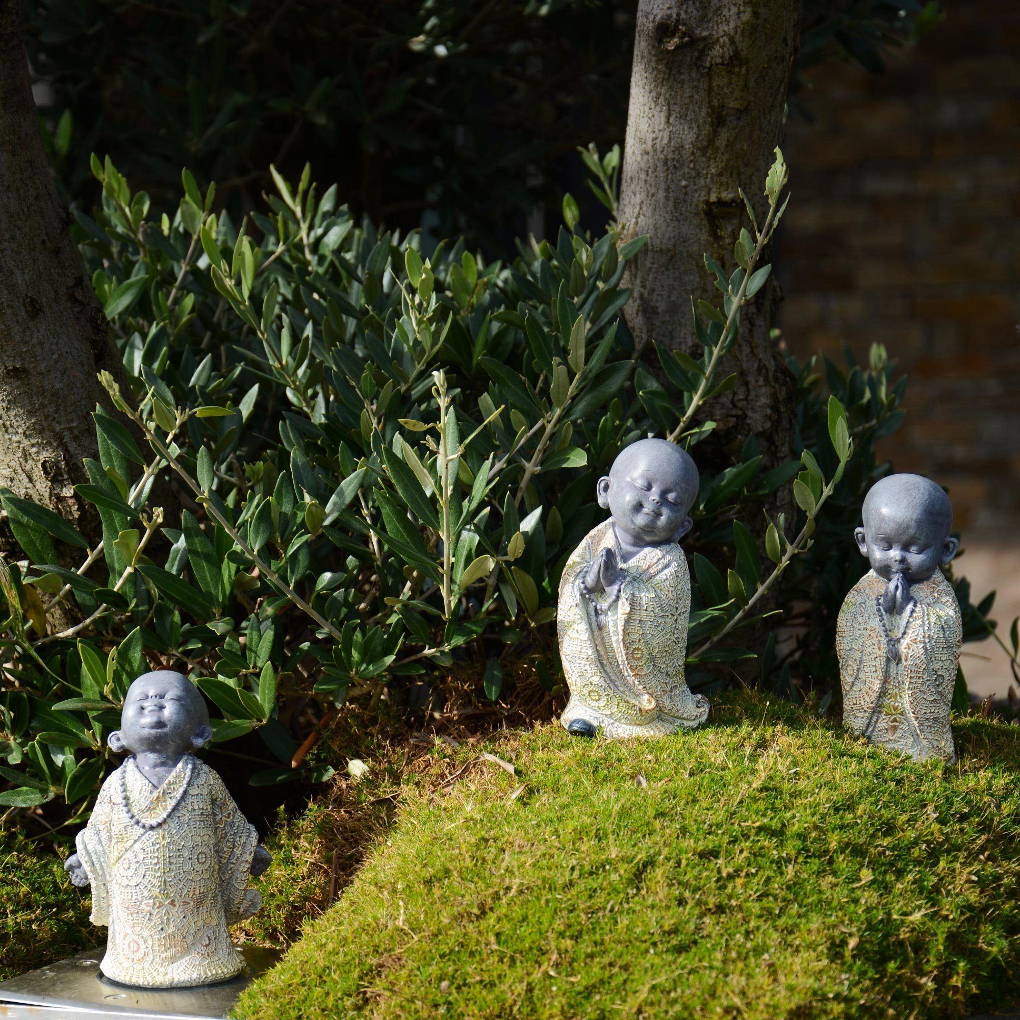 UNUS GARDEN Gartenfigur Dekofiguren Kleine Mönche 3er-Set