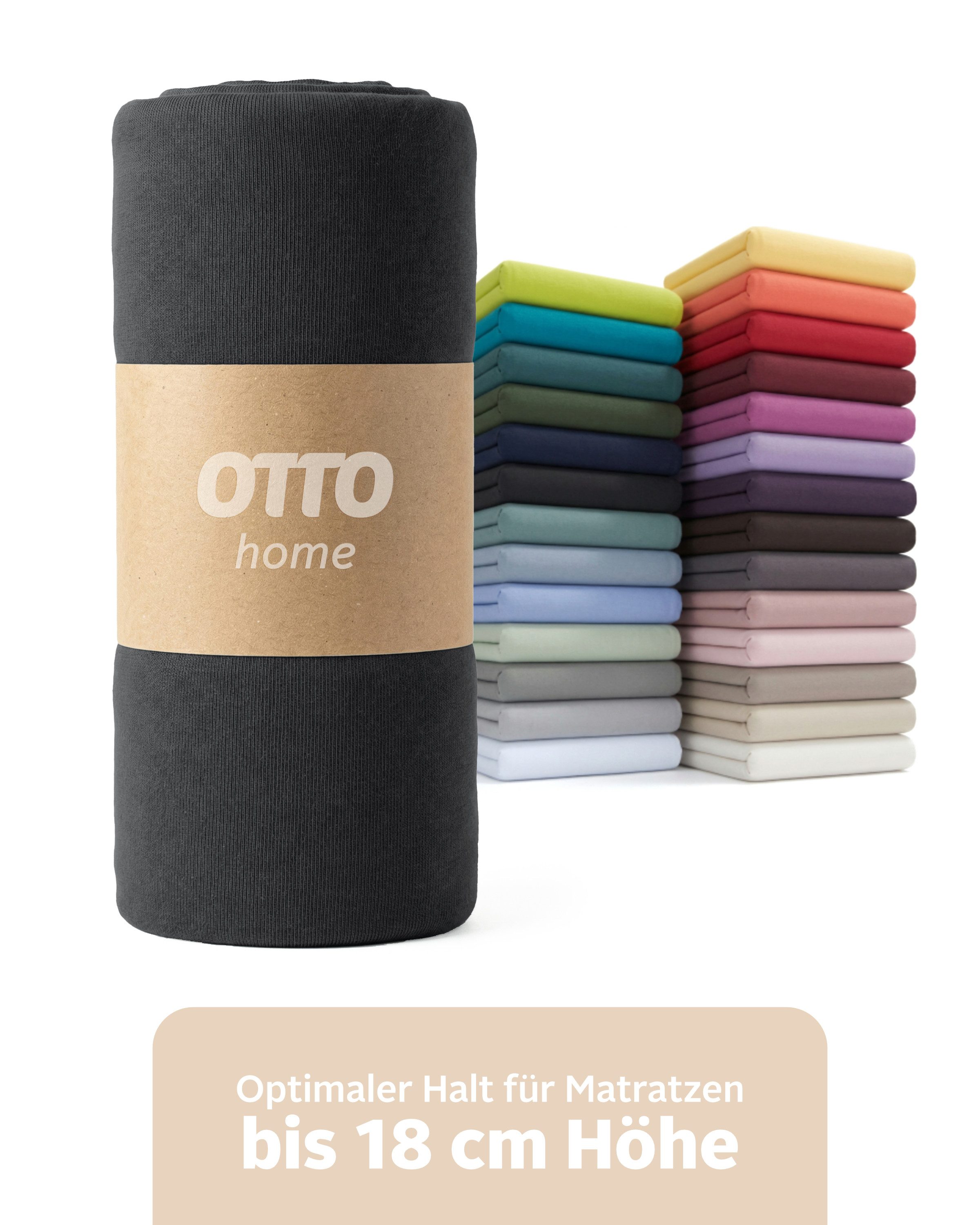 OTTO home Spannbettlaken Physalis Basic und PREMIUM Qualität, 100% Baumwolle, Jersey und Biber, Jersey (110 g/m), Gummizug: rundum, (1 Stück), Bettlaken für Matratzen bis 18 cm Höhe, Spannbetttuch, Laken