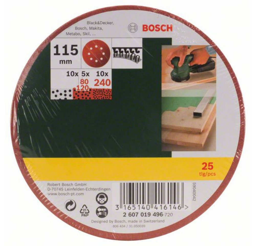 Thumbnail - Bosch Accessories Schleifpapier Bosch Accessories 2607019496 Exzenterschleifpapier-Set mit Klett, gel