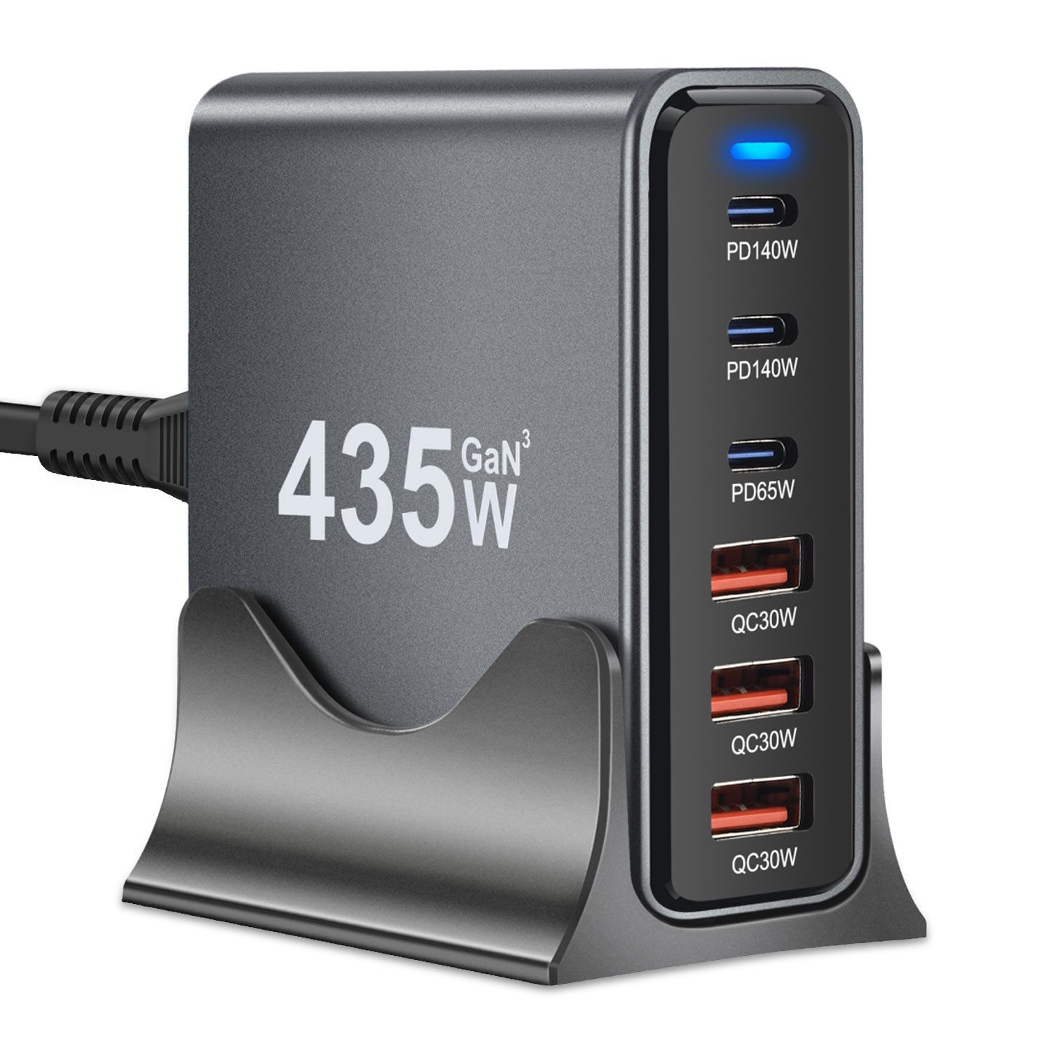 keepdrum keepdrum USB-Schnell-Ladestation YMX435 6 Anschlüsse Ladestation (Desktop-Ladestation, Fast-Charger, Leistungsstarke USB-Ladestation für 6 Geräte)