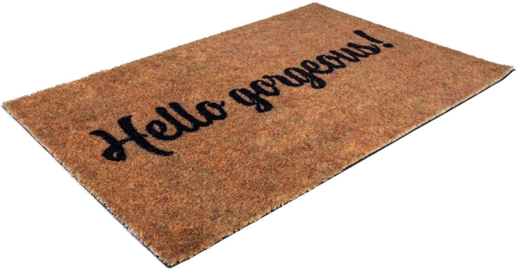 Primaflor-Ideen in Textil Fußmatte Schmutzfangmatte COUNTRY, Hello, rechteckig, Höhe: 7 mm, Schmutzfangmatte, Kokos-Optik, rutschhemmende Rückseite, waschbar