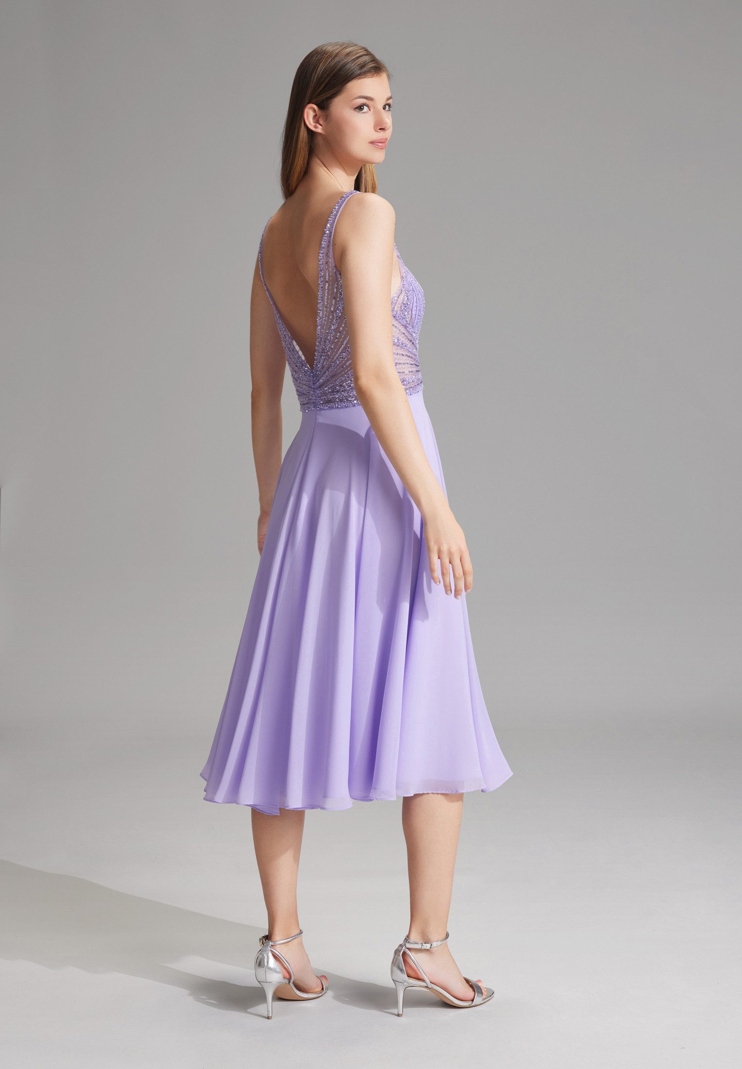 Hey Kyla Cocktailkleid - Midilanges Cocktailkleid aus Materialmix günstig online kaufen