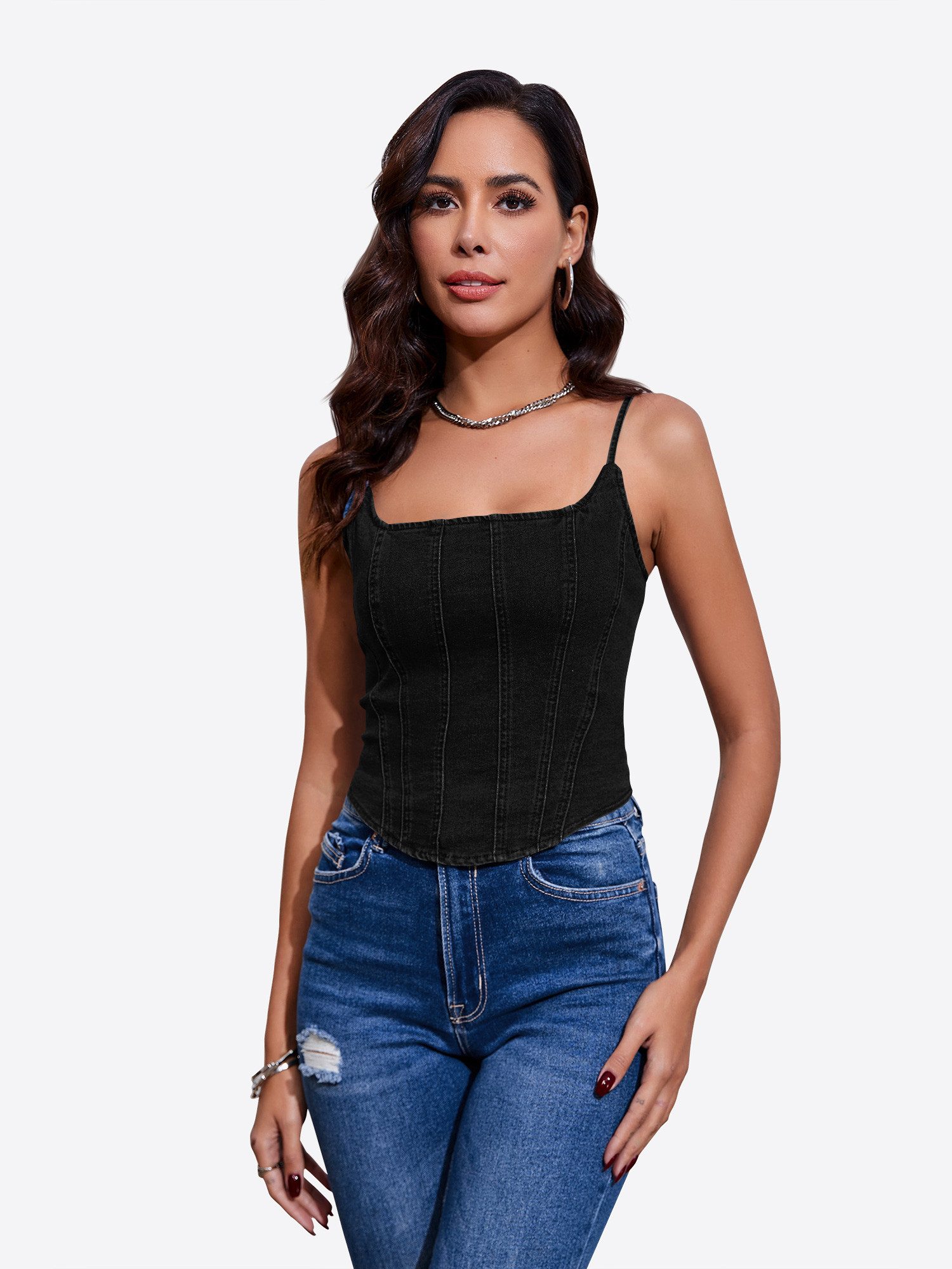 Imily Bela Trägertop Damen Figurumspielendes Corset Top mit Rückenfreiem Design (Packung, 1-tlg., 1per-Pack) mit Reißverschluss