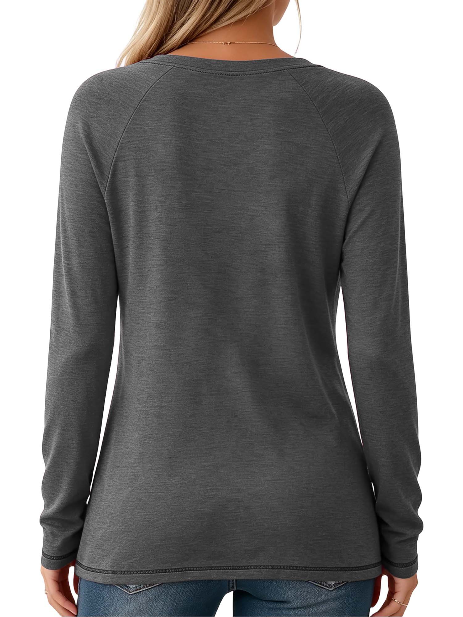 PYLIKE V-Shirt Damen V-Ausschnitt Longsleeve mit Gänseblümchen Print-Shirt – Bild 2 von 5