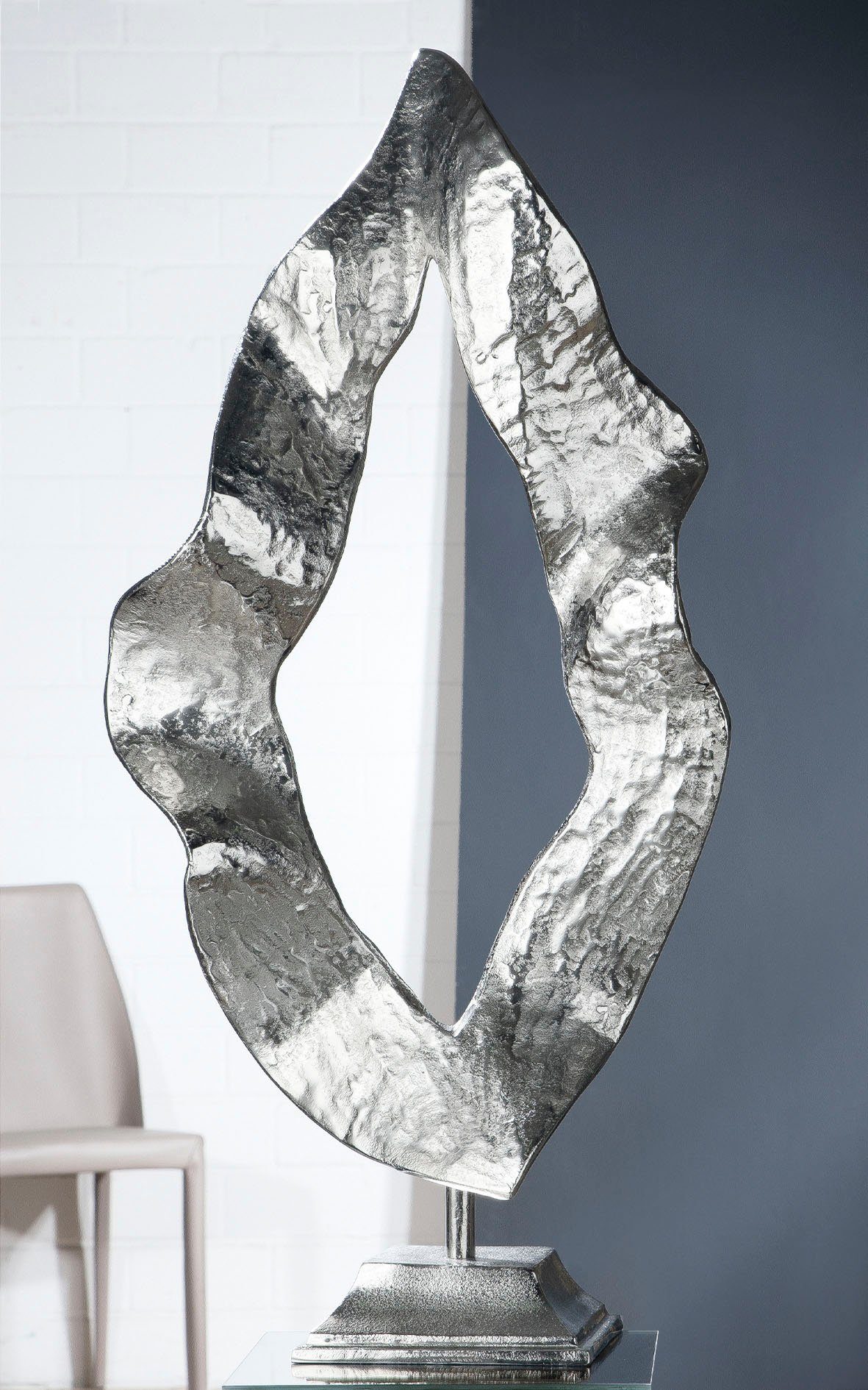 aus GILDE Dekoobjekt Metall, Höhe (1 cm, Skulptur Wohnzimmer 81 St), silber Flamme,