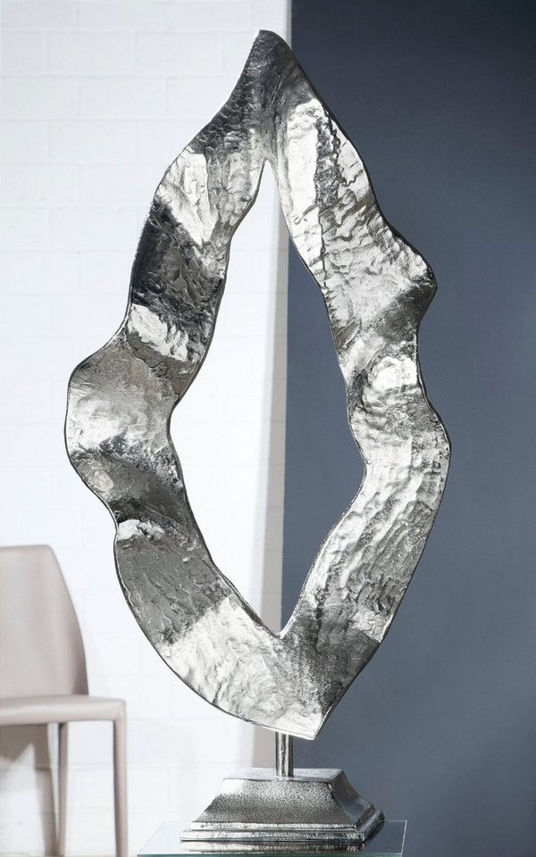 GILDE Dekoobjekt Skulptur Flamme, silber (1 St), Höhe 81 cm, aus Metall,  Wohnzimmer