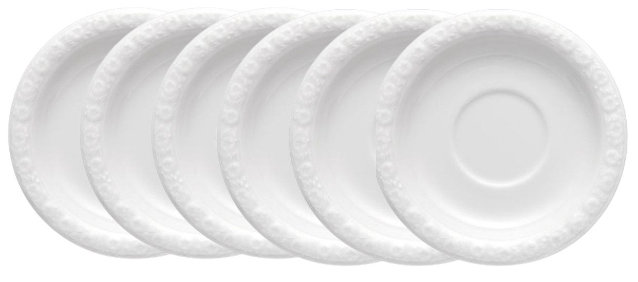 Rosenthal Geschirr-Set Maria Weiss Kaffee-Untertasse 14 cm Set6, Porzellan