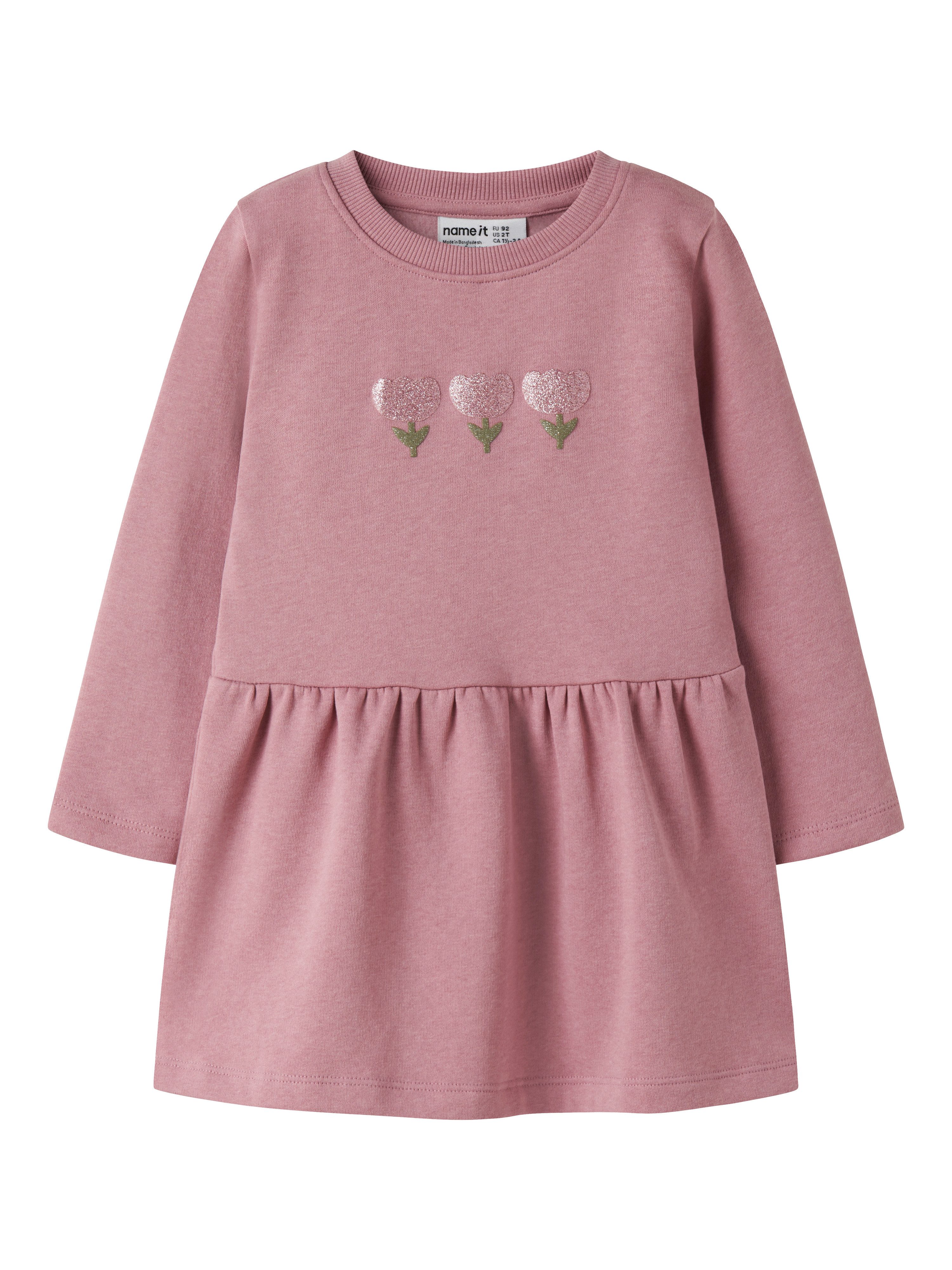 Name It Minikleid NMFNIBO LS SWEAT DRESS BRU Baumwollmischung, regular fit