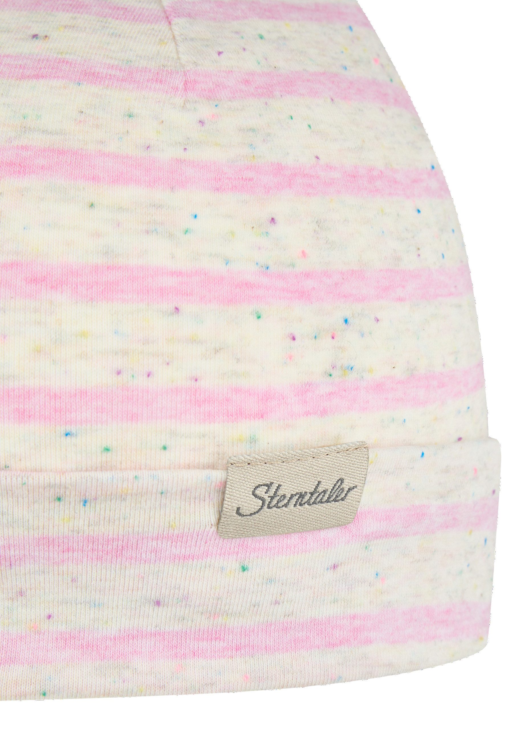 Sterntaler® Beanie UV-Schutz 50+ Beanie Streifen (1-St) Beanie aus Ringel-Melange-Jersey mit Pünktchen, 2 Tragevarianten