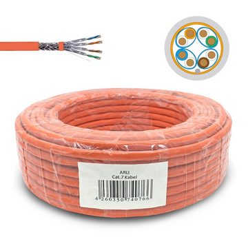 ARLI ARLI Verlegekabel Cat7 100 m + Werkzeugset + 20 RJ45 Netzwerkstecker Installationskabel, RJ45 Netzwerkstecker, Netwerkkabel (10000 cm), Metermarkierung, Halogenfrei