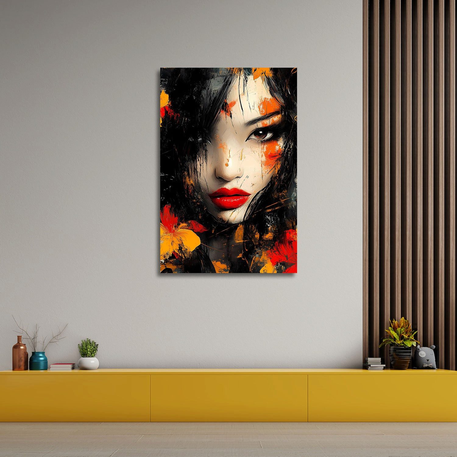 Artedinoi Leinwandbild Abstrakt Frauengesicht floral Wandbild Leinwandbild Kunstdruck XL Wand, Frauengesicht mit Blumen, abstrakt