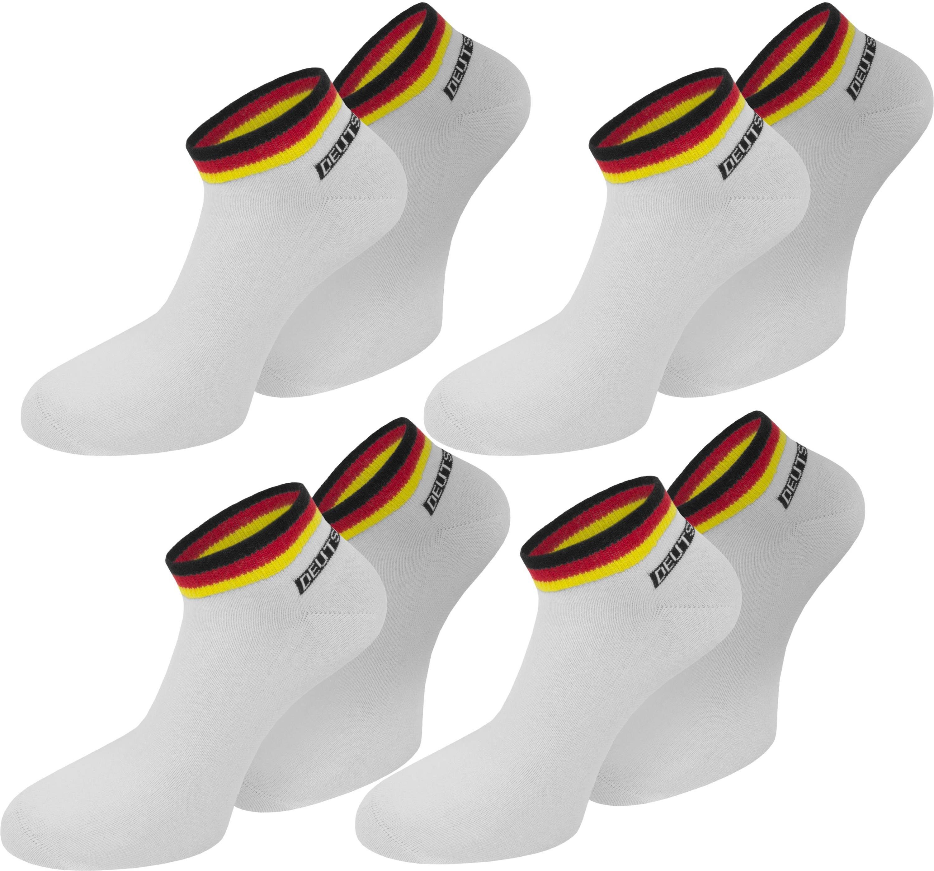 Weiß handgekettelte Sneakersocken 8 Paar) Fußspitze 8 (8er-Set, Paar Deutschland-Sneakersocken normani