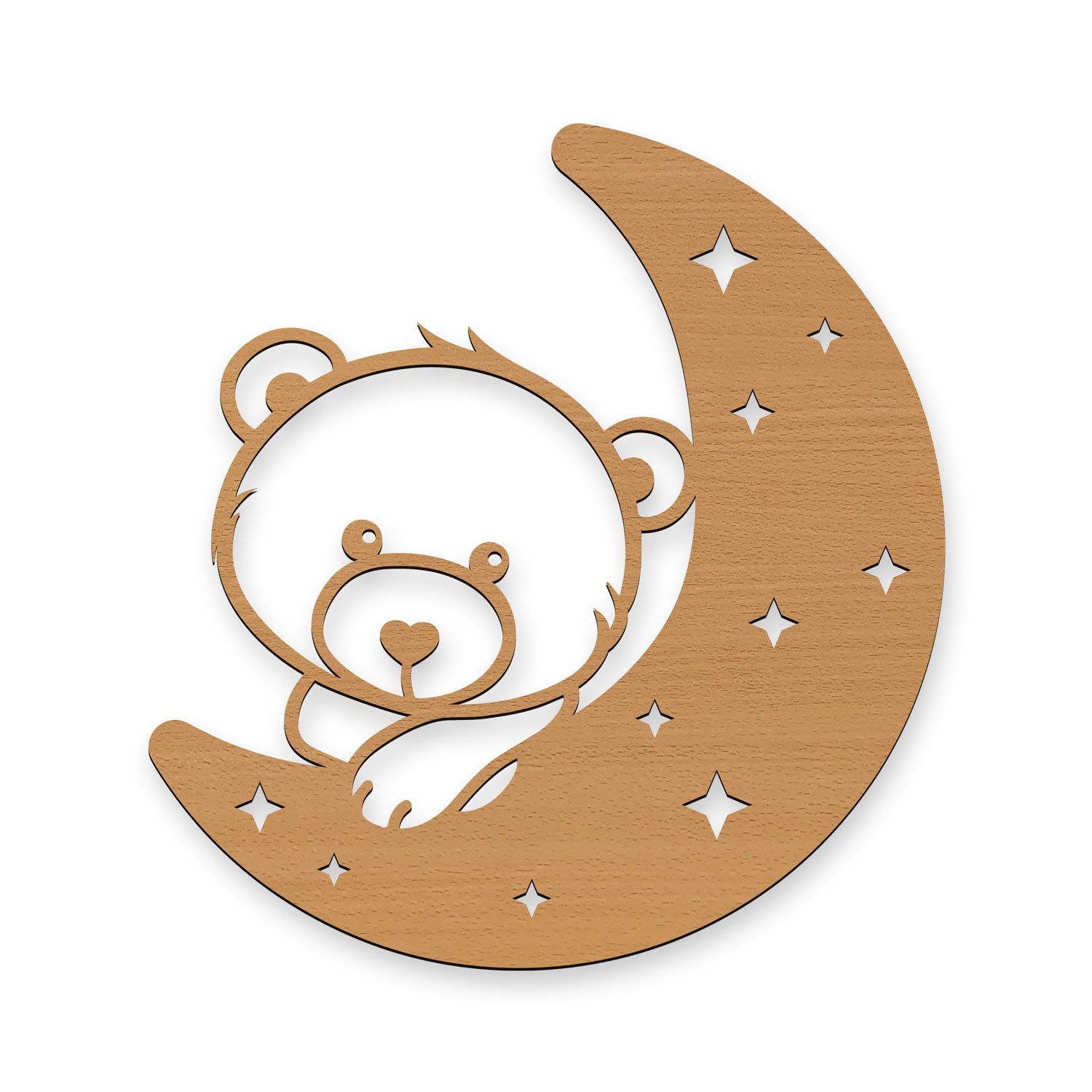 Namofactur LED Nachtlicht Wandlampe Kinderzimmer Kinder Nachtlicht Teddy Mond I MDF Holz, LED fest integriert, Warmweiß