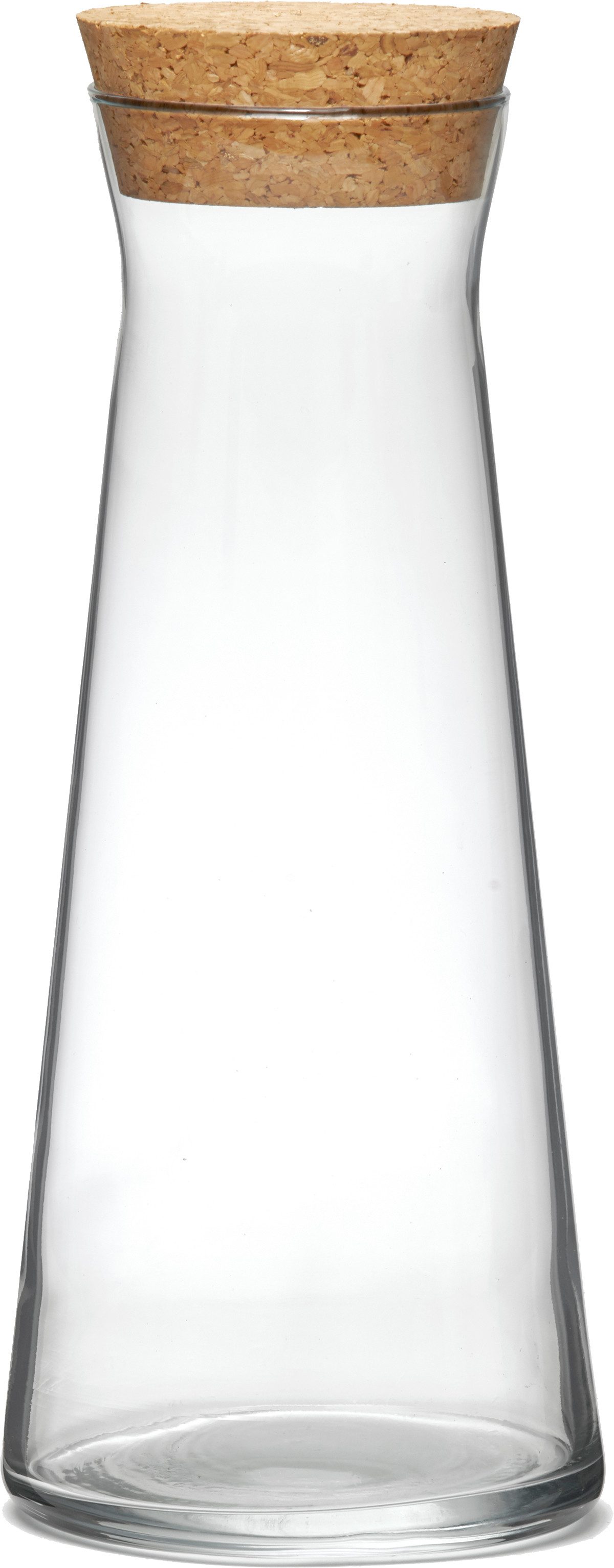 van Well Karaffe Glas-Karaffe mit Korkdeckel "Eco", 1,0 Liter, (1-tlg), ideal für Wasser, Saft oder Limonade