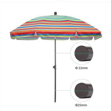 Sekey Balkonschirm 200cm Sonnenschirm Rund Gartenschirm Terrassenschirm mit UV-Schutz 50, Schirm höhenverstellbar, Stabiler Sonnenschirm knickbar