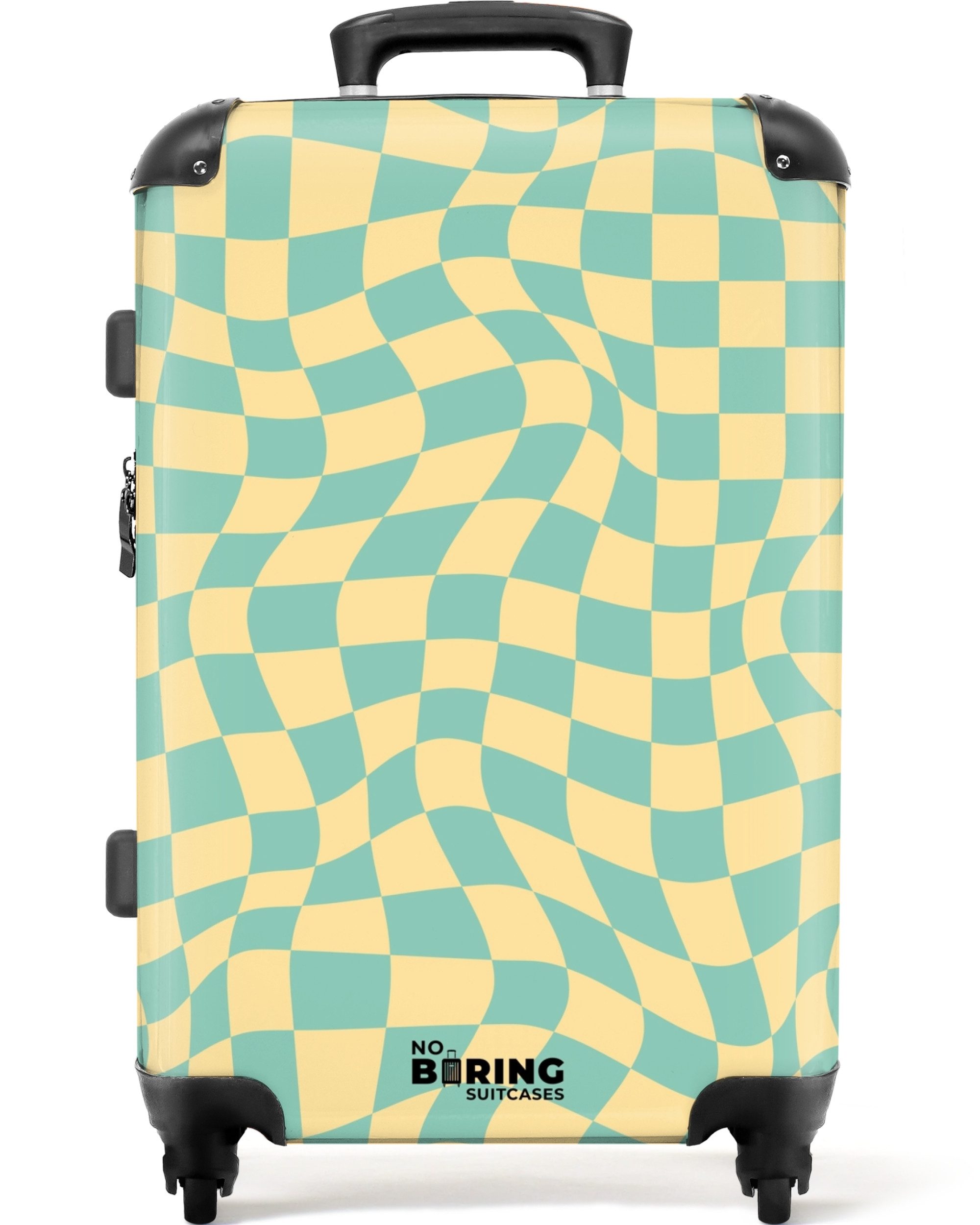 NoBoringSuitcases.com© Hartschalen-Trolley Gewellter blau-gelb karierter Dr günstig online kaufen
