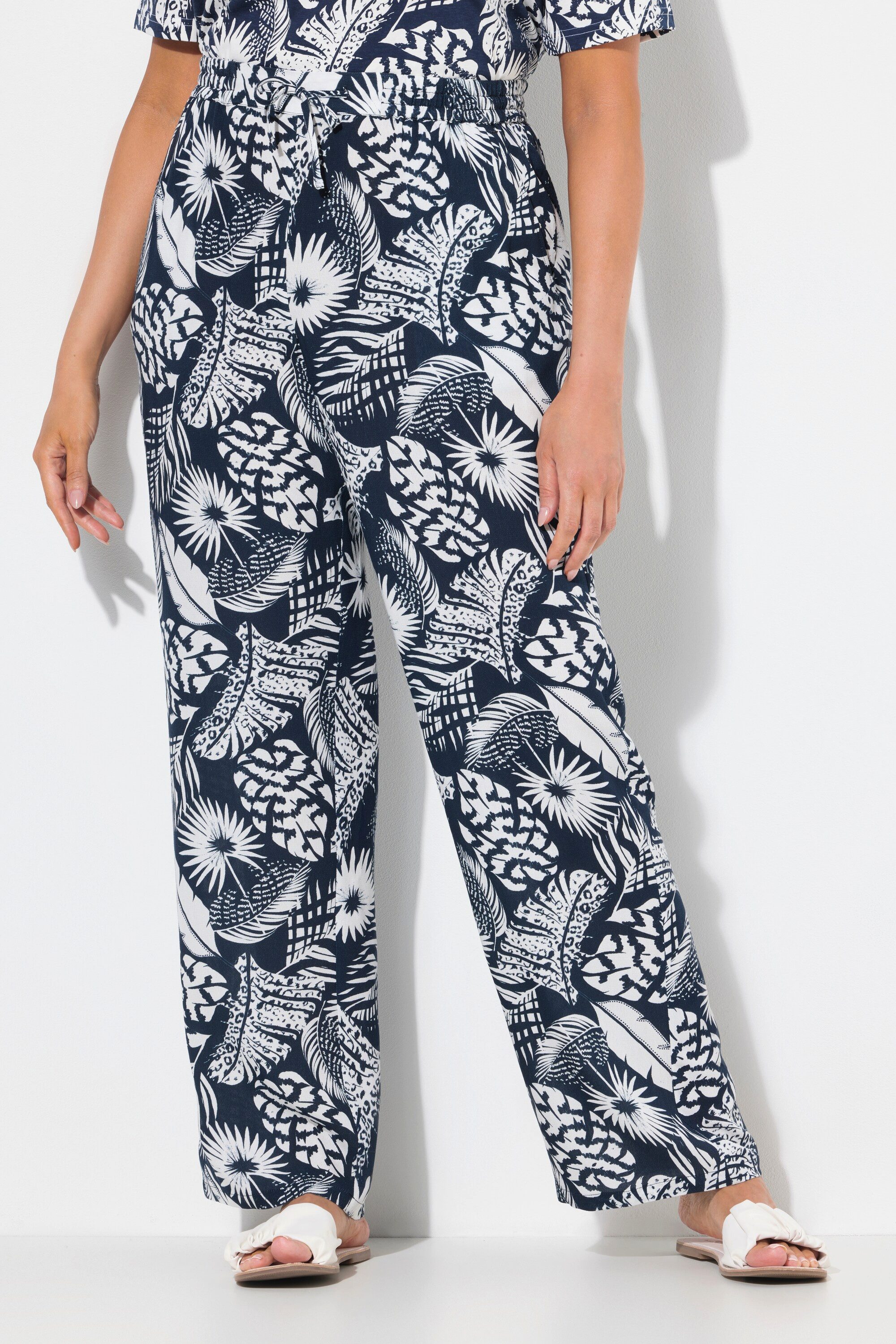 Ulla Popken Schlupfhose Hose Rose Blätter günstig online kaufen