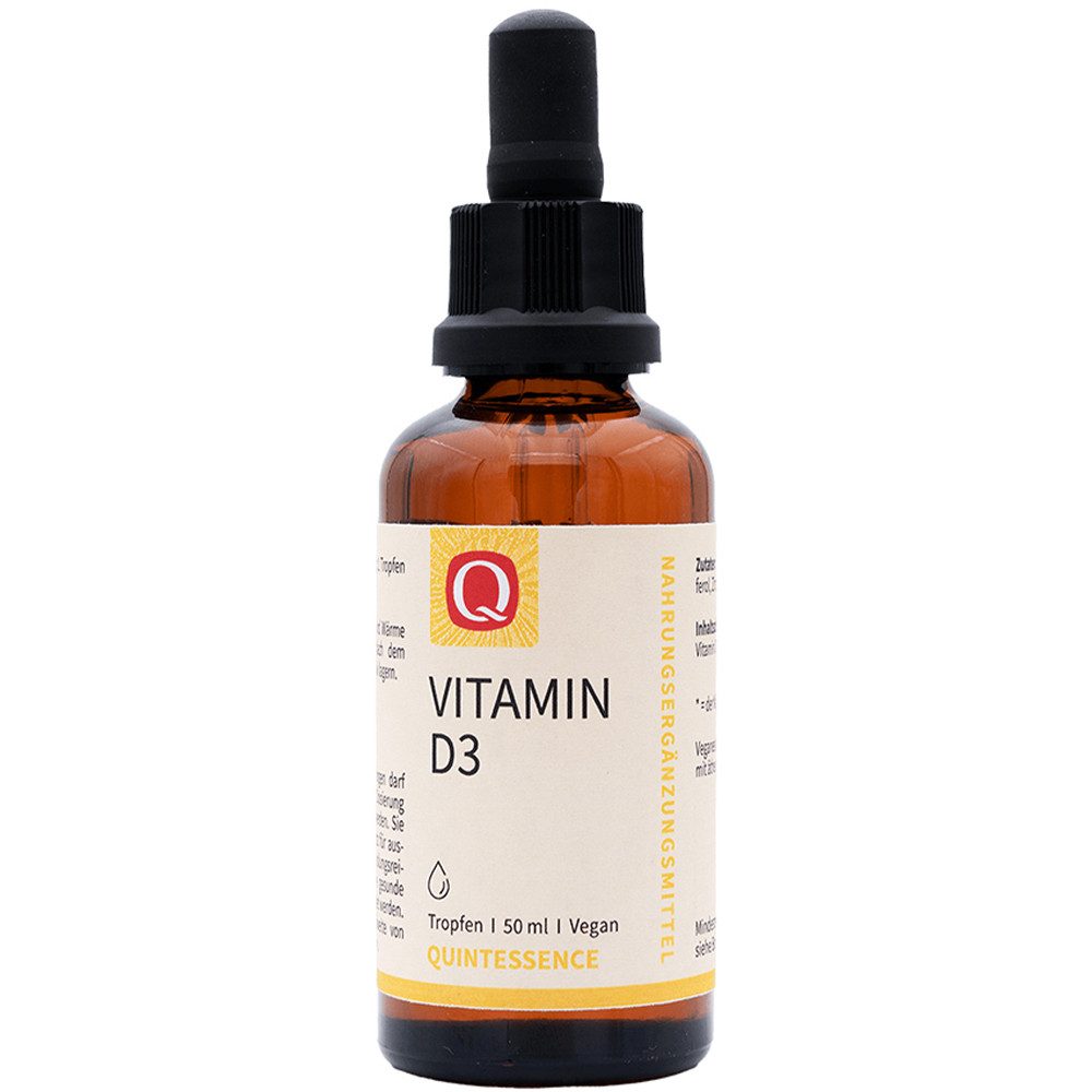 Quintessence Vitamin D3 - aus Algen mit kaltgepresstem Weizenkeimöl - 50 ml Tropfen, 50 ml, Angenehm milder, frischer Geschmack und hohe Bioverfügbarkeit - vegan