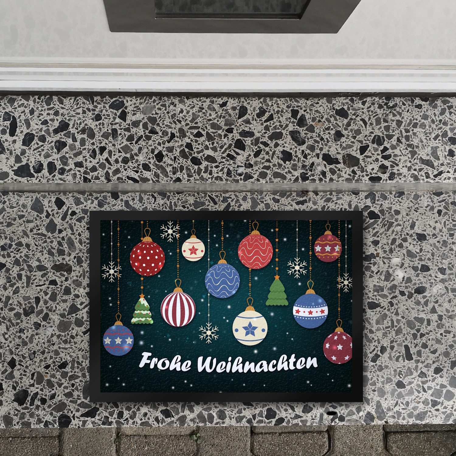 speecheese Fußmatte Frohe Weihnachten Fußmatte mit Christbaumkugeln Motiv K günstig online kaufen