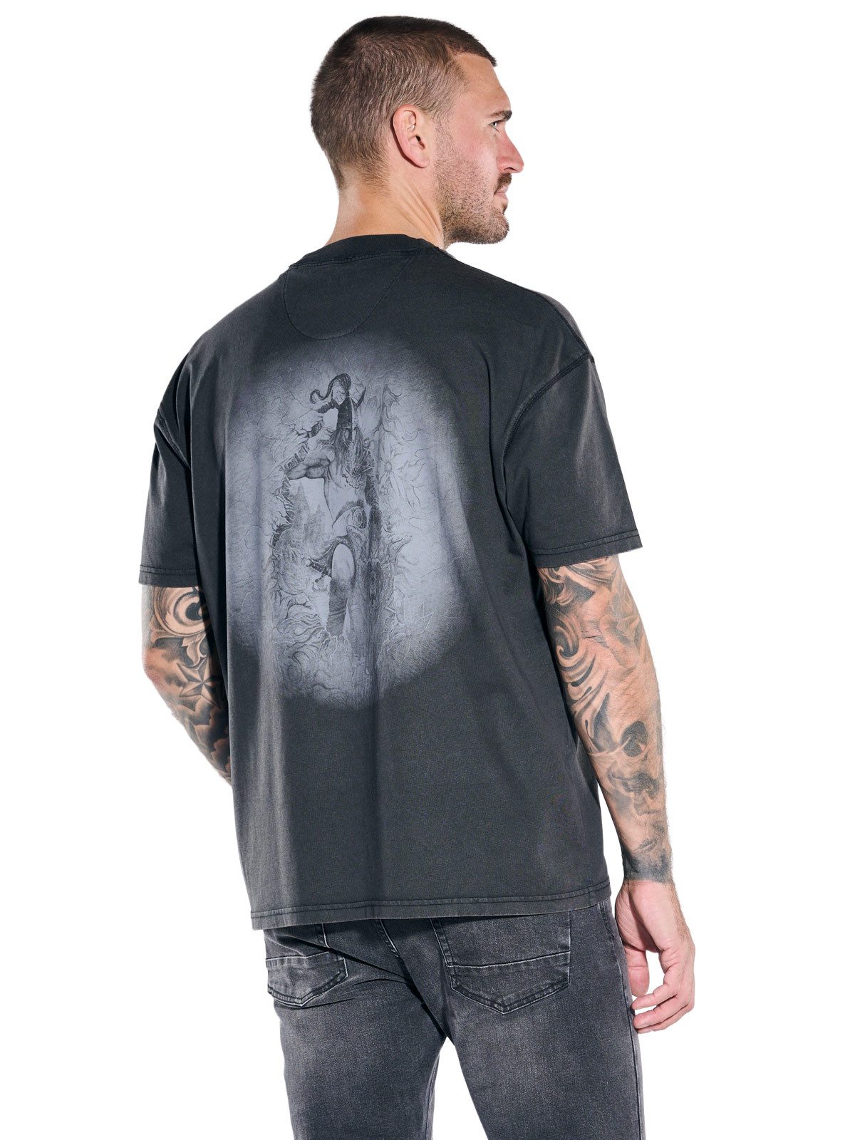 emilio adani T-Shirt Herren Modisches T-Shirt mit Schriftzug, Grau
