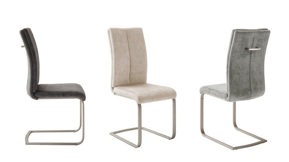 MCA furniture Esszimmerstuhl 4er Set Freischwinger Stuhl Hudson, Edelstahl, creme (4er-Set)