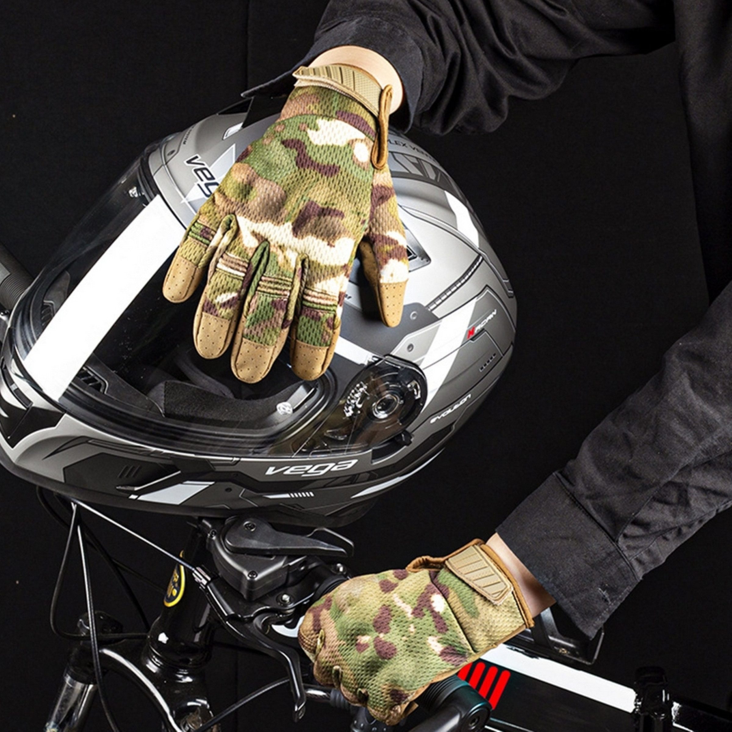 Foxter Sport Multisporthandschuhe Outdoor Handschuhe Touchscreen Sporthandschuhe Camo rutschhem (1 Paar Handschuhe Outdoor Sporthandschuhe Touchscreen rutschfest, Outdoor Handschuhe 1 Paar Touchscreen rutschfest Camo Sport Set) Touchscreen rutschfest atmungsaktiv verstellbar robuste Materialien