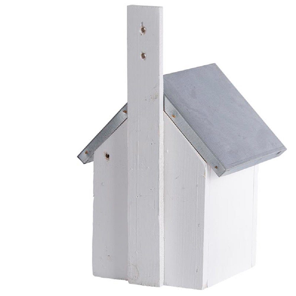 esschert design Nistkasten Nistkasten Blaumeise Brutkasten Vogelhaus weiß Holz Zink Dach Garten