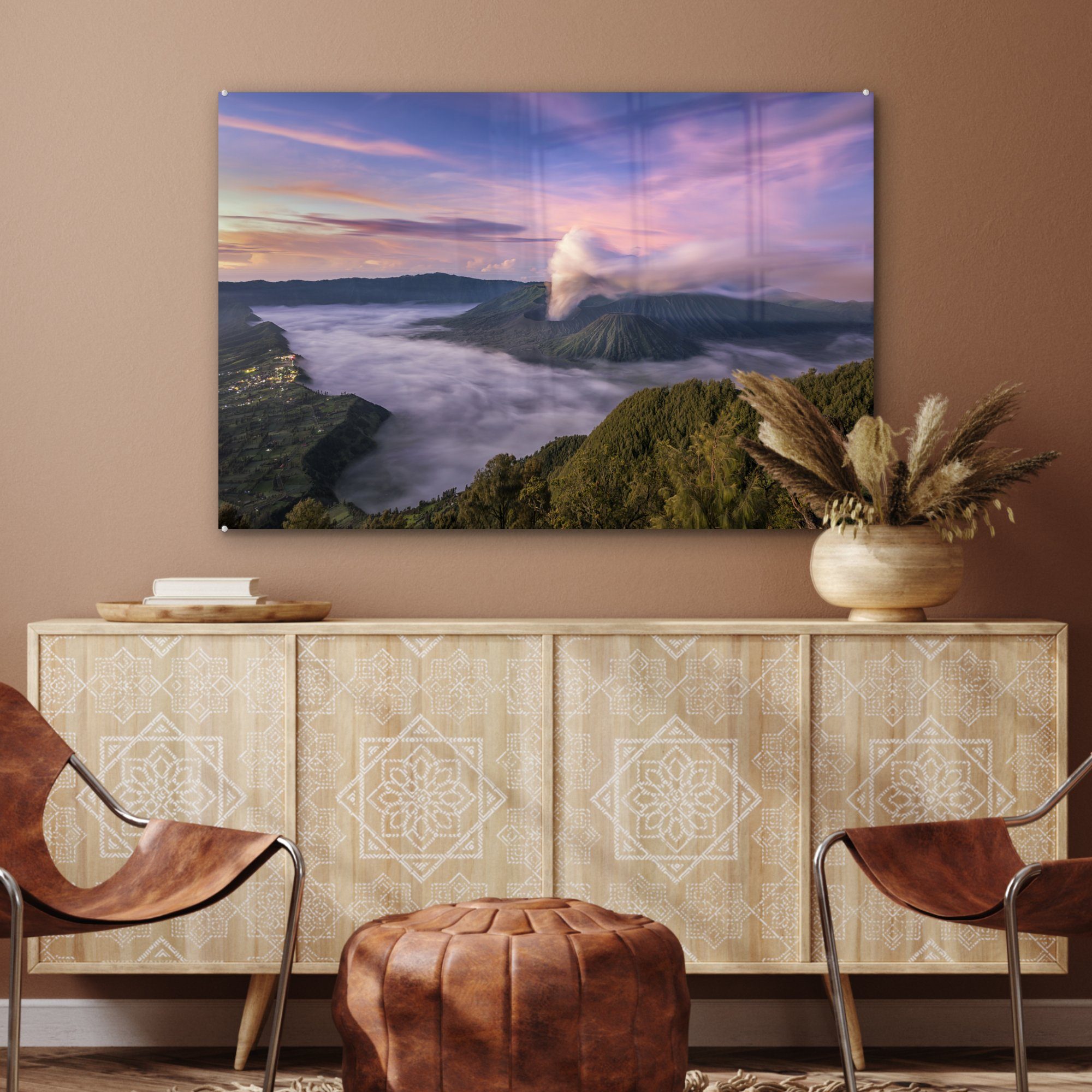 MuchoWow Acrylglasbild Wolken über (1 USA, National in dem St), & Lake den Schlafzimmer Acrylglasbilder Wohnzimmer Park Crater