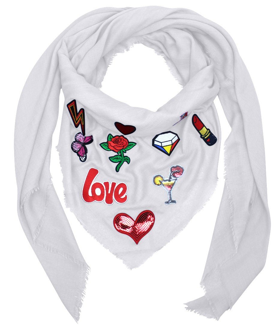 LOREZA Schal Damen XXL Patches Sticker Schal Tuch Halstuch Damenschal günstig online kaufen