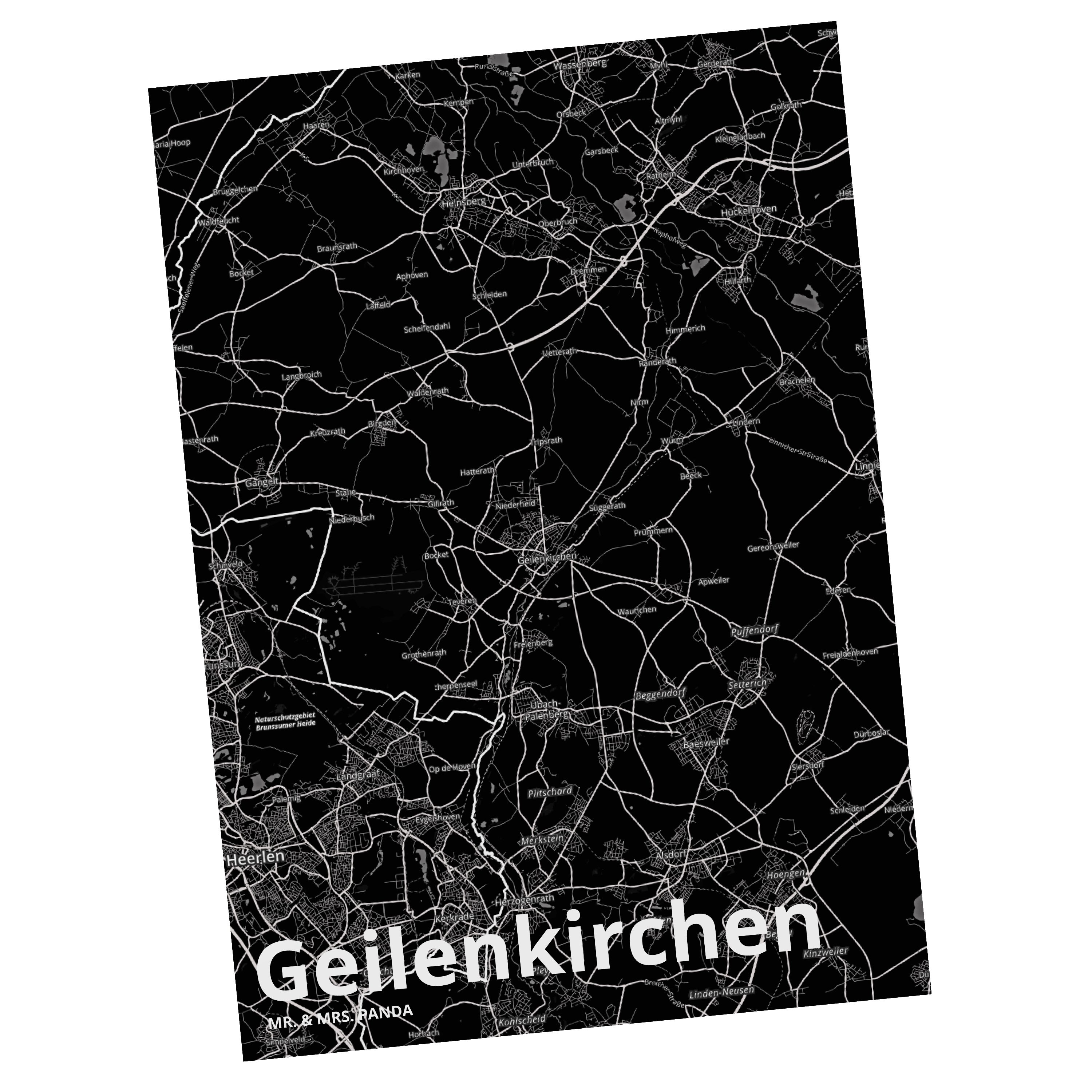 Mr. & Mrs. Panda Postkarte Geilenkirchen - Geschenk, Ansichtskarte, Städte, Geschenkkarte, Karte
