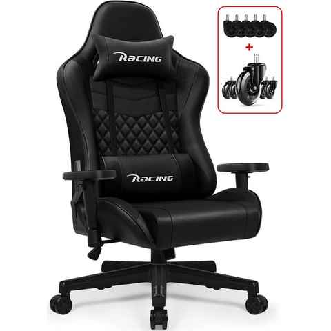 Hiazurm Gaming-Stuhl Gaming Stuhl, Bürostuhl Ergonomisch Wippfunktion bis zu 170° (Gaming Chair Gepolstert mit Verstellbare Lendenkissen, Kopfkissen und Armlehnen), Gamer Stuhl 150kg Belastbarkeit