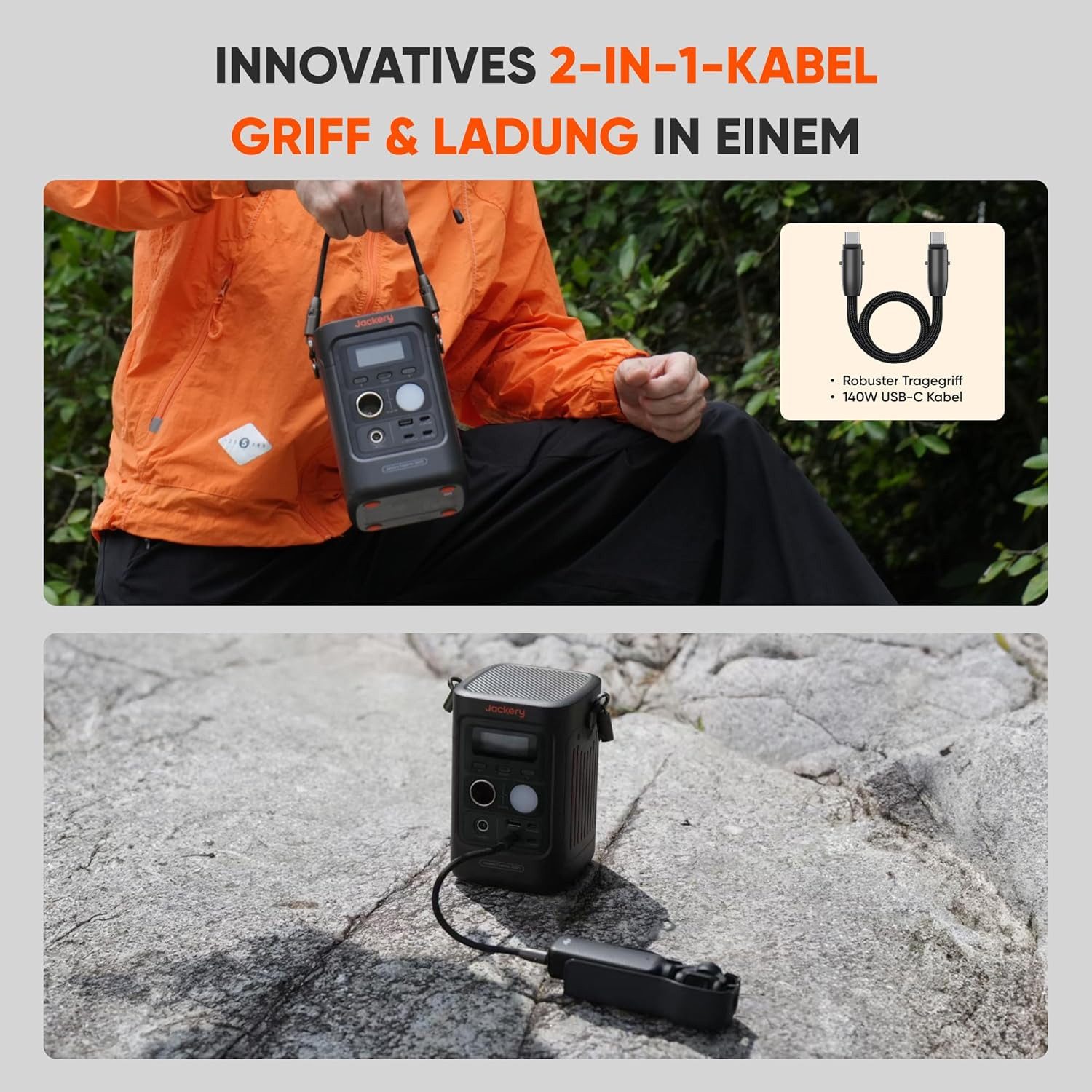 Jackery Explorer 300D Portable Power Station, 288Wh LFP Battery, 300W DC Power, 2x USB-C up to 140W, Power Bank for Camping, Travel & RVs, 15000 mAh (12V), with 102W GaN Fast Charger