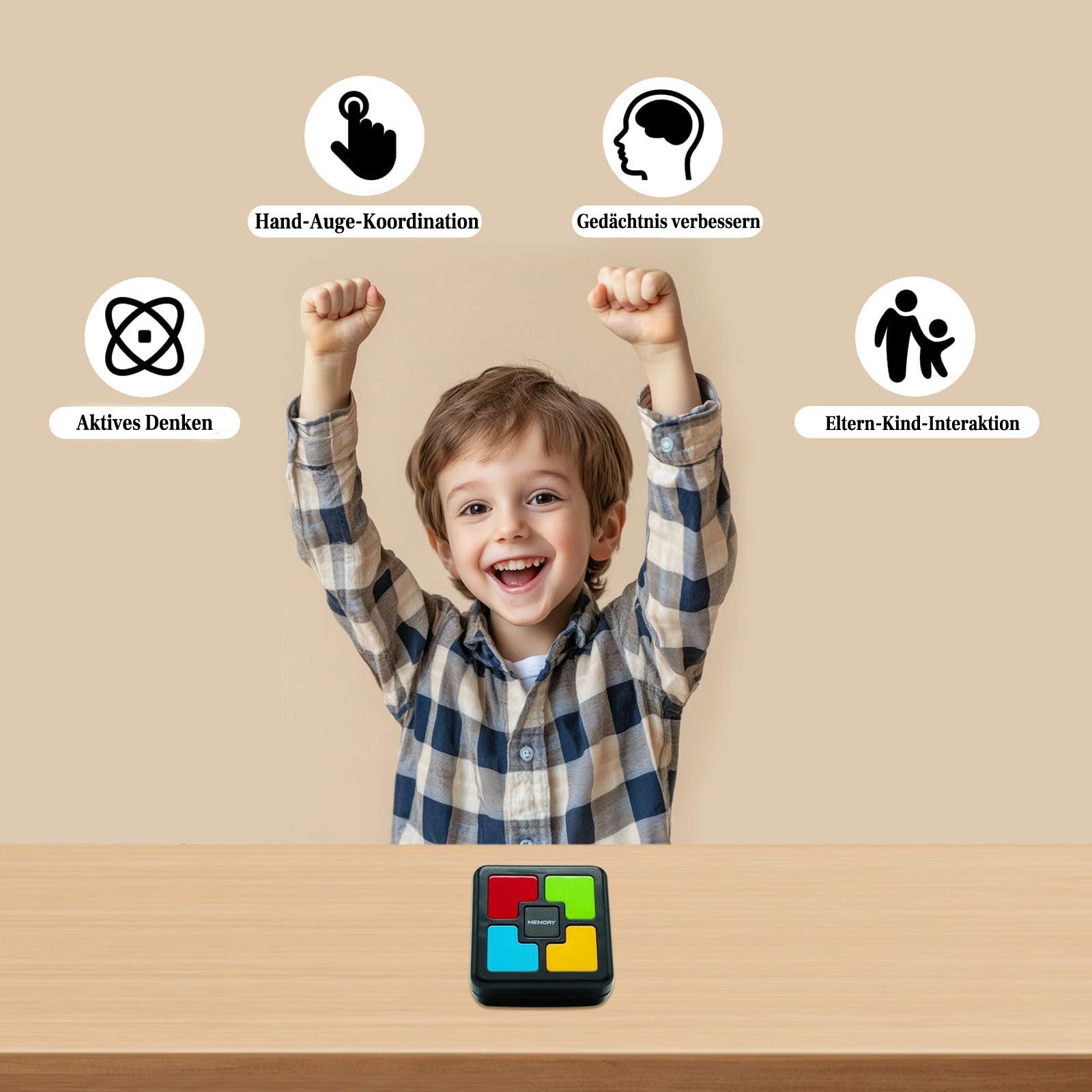 Minicloss Lernspielzeug Intelligenzspielzeug für Kinder: Gedächtnisspiel-Konsole (1-St), für Gedächtnistraining, Reaktionsspiele und Geschicklichkeitsspiele – Bild 3 von 5