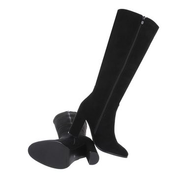 Ital-Design Damen Elegant Stiefel Blockabsatz High-Heel Stiefel in Schwarz