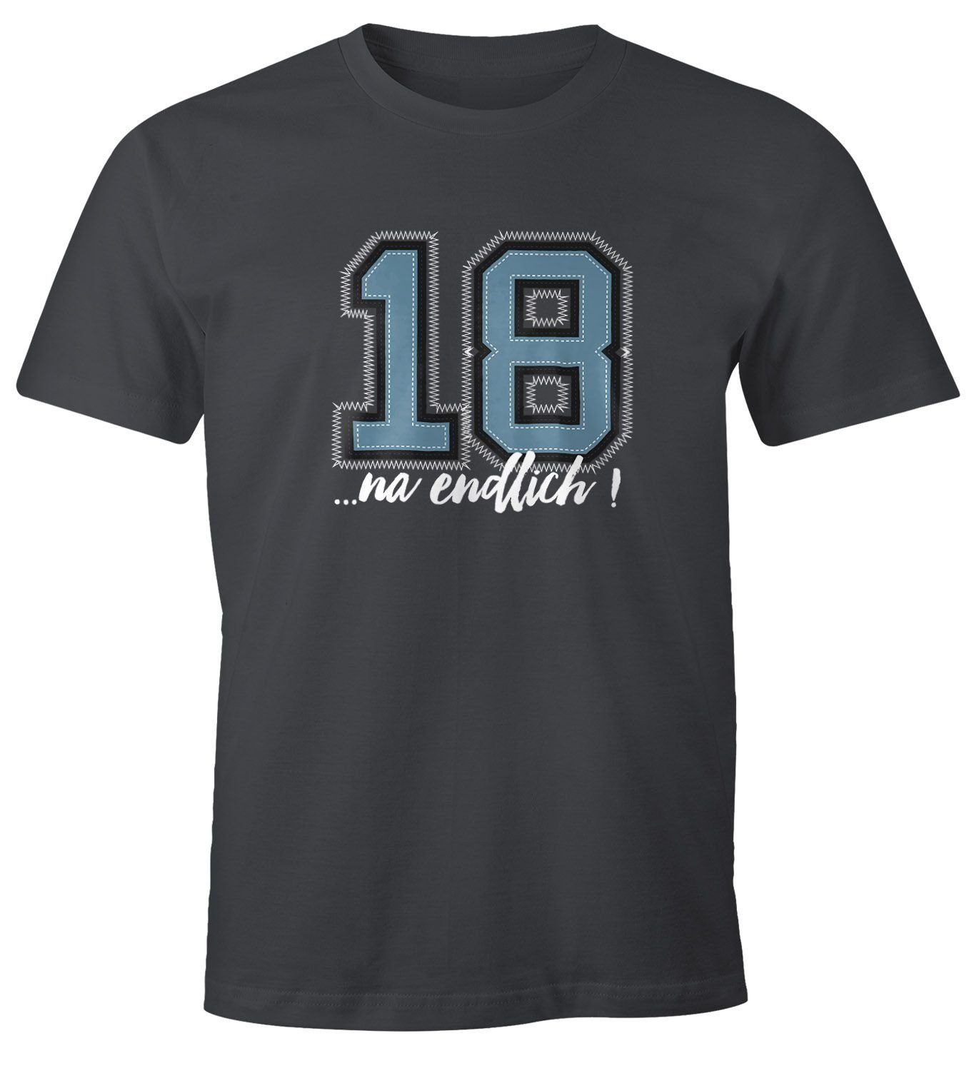 Print-Shirt Herren T-Shirt Geburtstag endlich 18 College Look Fun-Shirt Geschenk