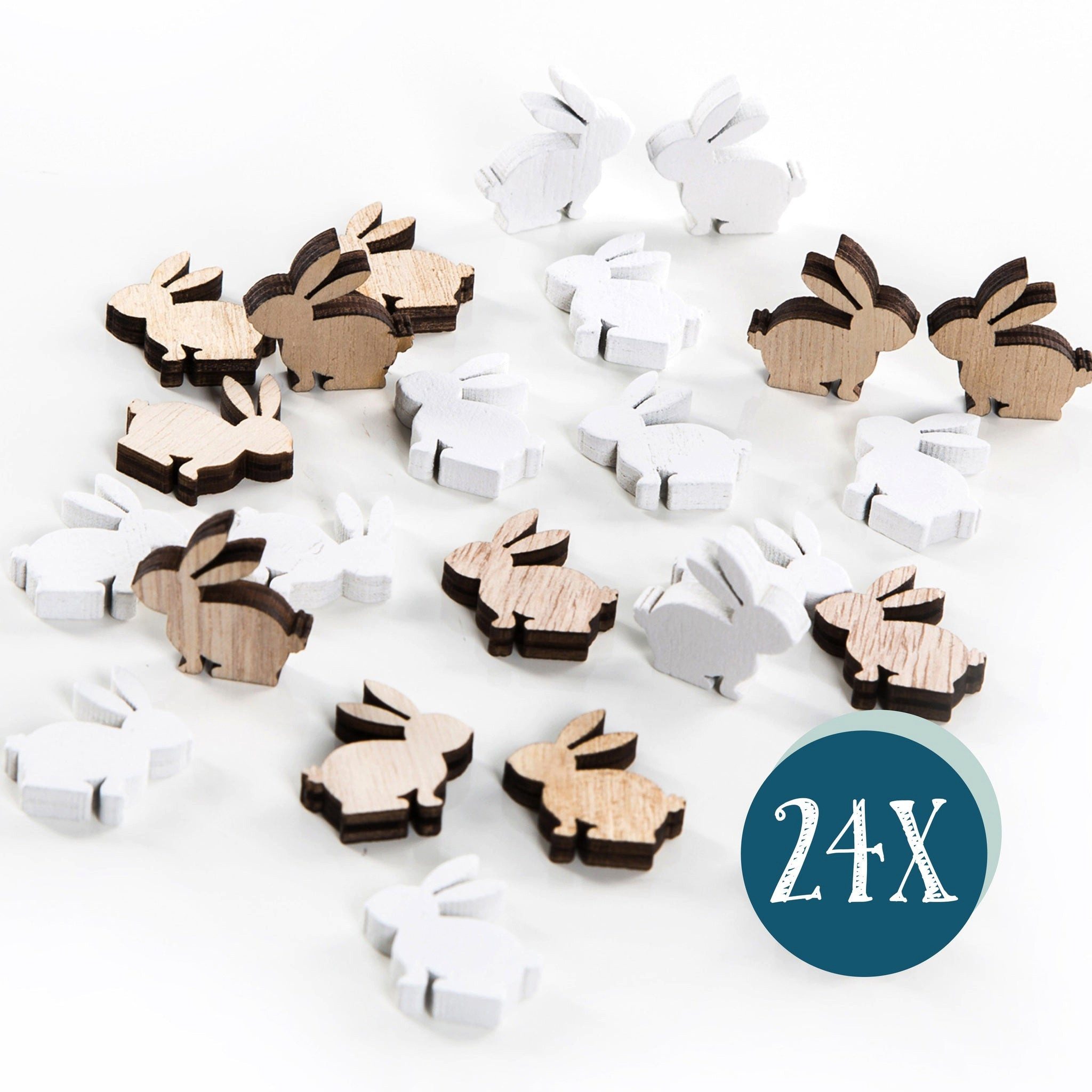 Logbuch-Verlag Dekofigur Osterhasen-Streudeko, 24er Set: Moderne Osterdeko, Mini-Hasen in Weiß